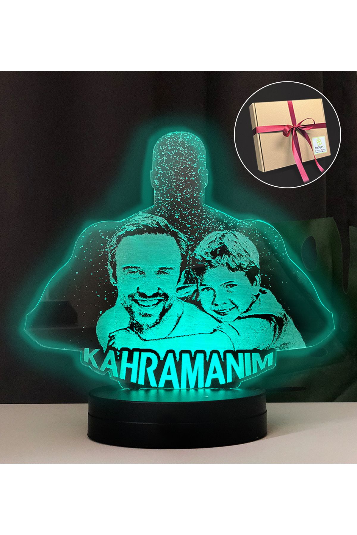 hediye-ci Babalara Özel Kahramanım Modelli Resimli 3d Led Gece Lambası