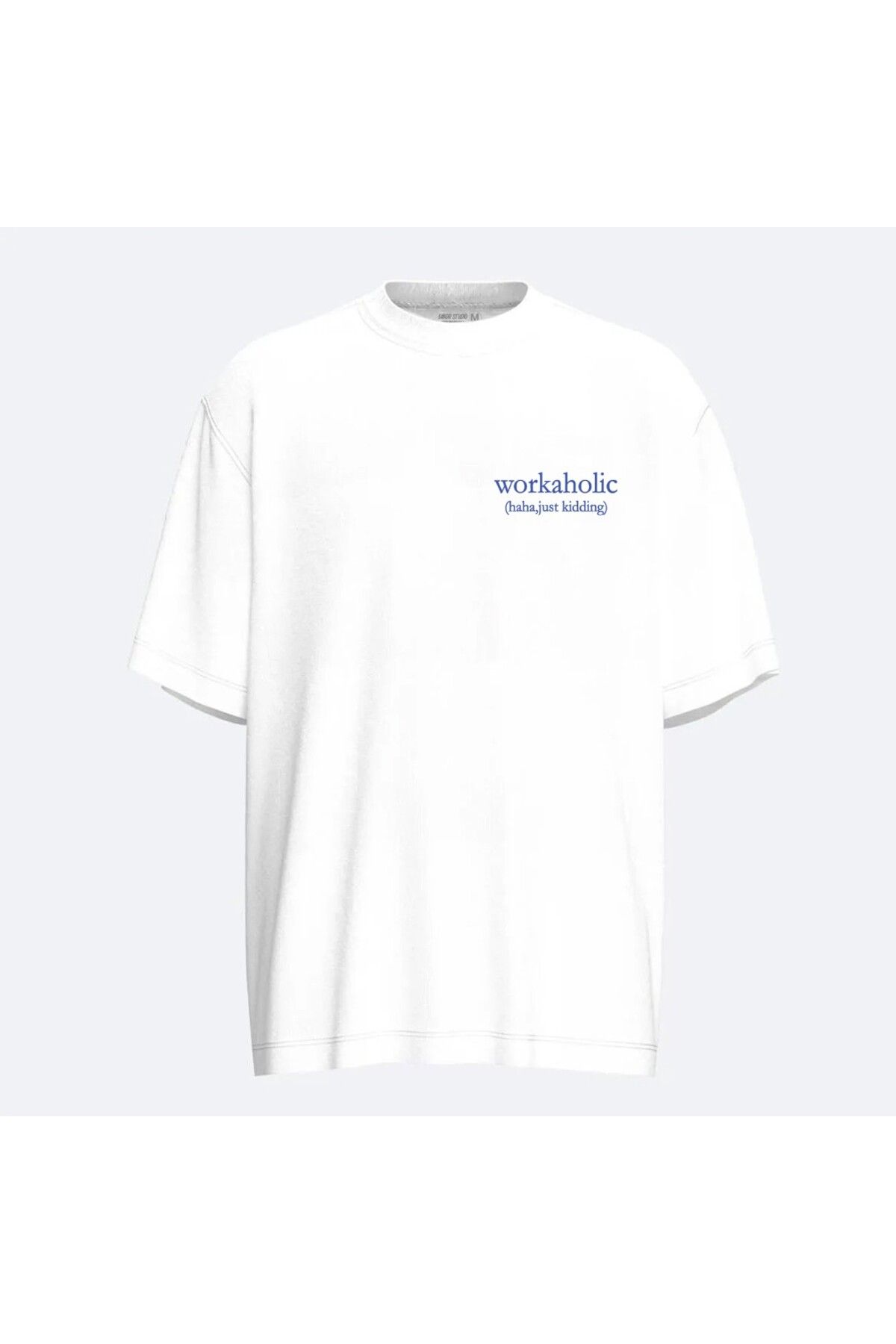 Fandr Store Beyaz Oversize Workaholic Unisex T-shirt