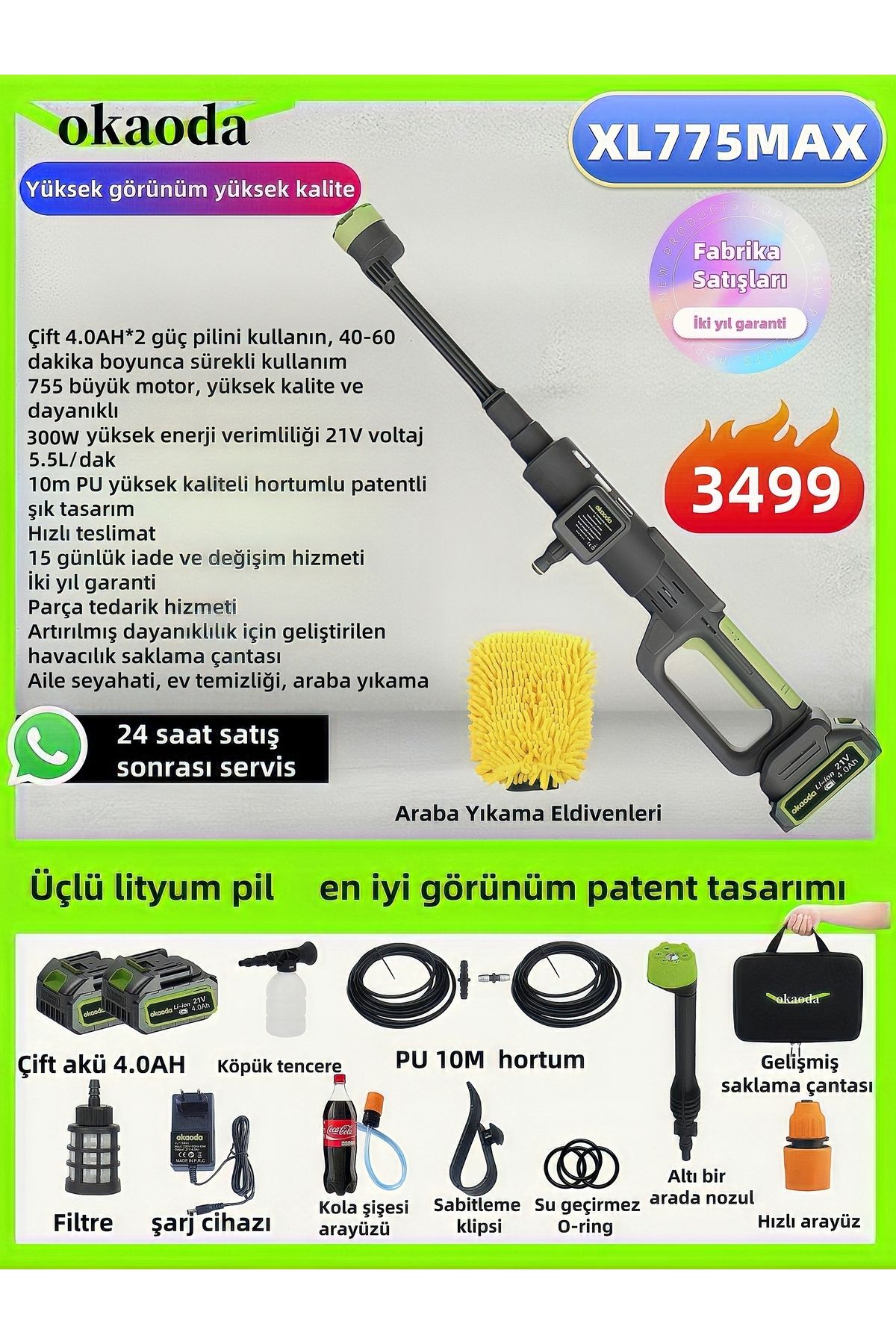 okaoda Süpergüç baskıyı artırıyor oto araba klima halılarıYüksek basınçlı makines Çiçekleri ilac sulama