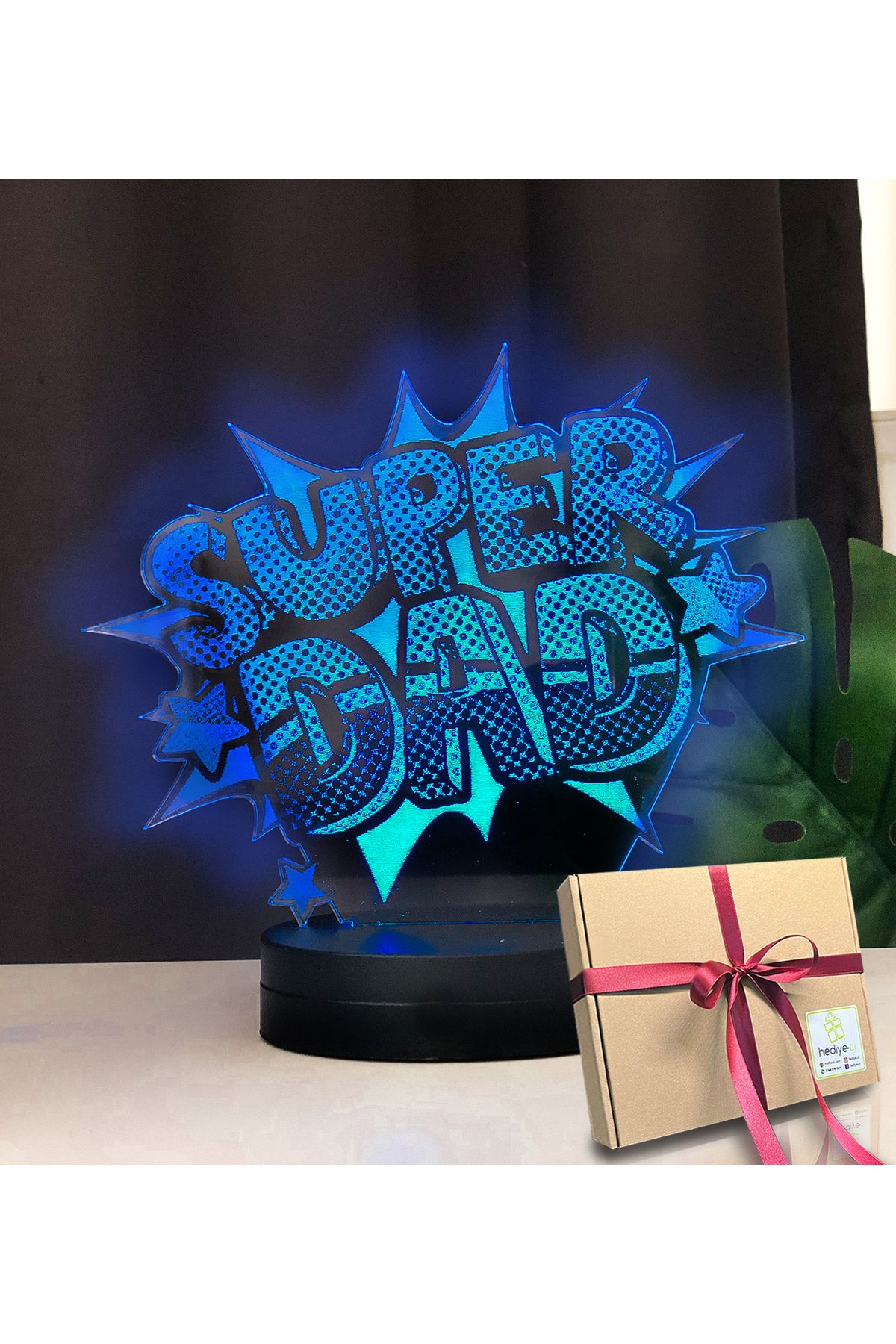 hediye-ci Super Dad Yazılı Babalara Özel Hediye Led Lamba