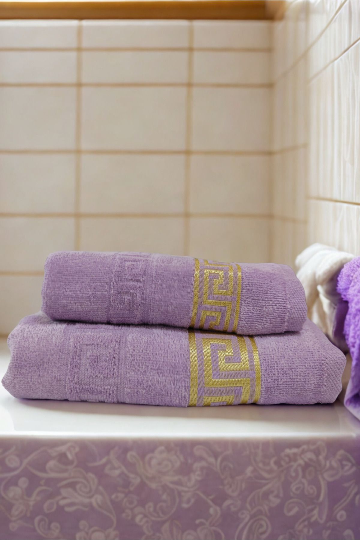 OYALI HOME COLLECTION |Greek Anatolian| İpeksi Kadife 2'li Havlu Seti