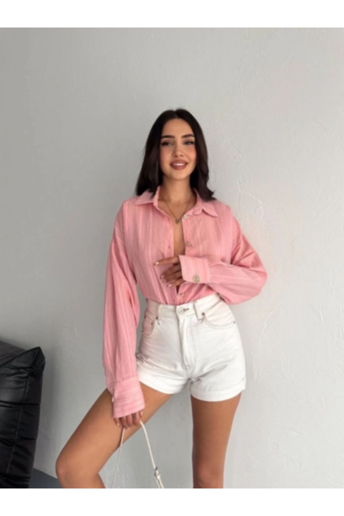 MODA Çizgili oversize gömlek