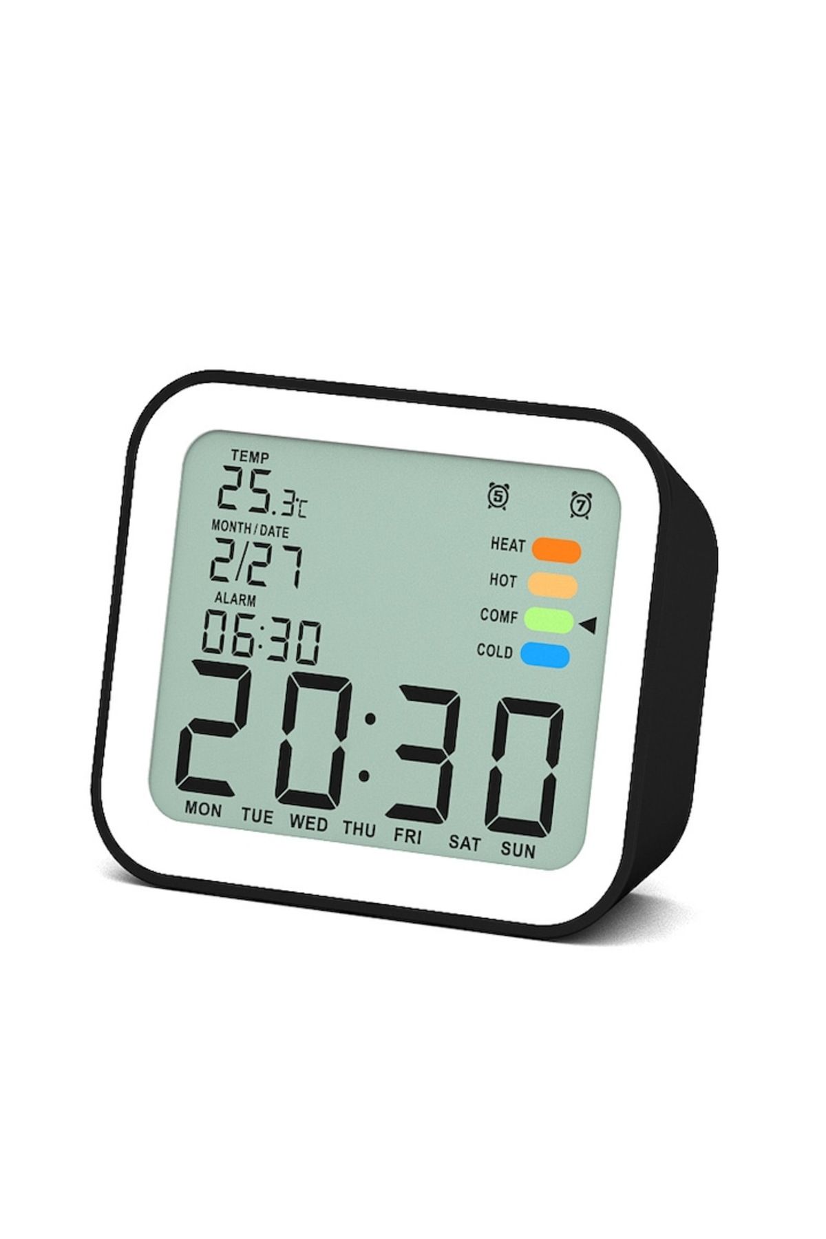 MACVI-Macvi® Digital Clock, LCD with Alarm, Snooze, Time, Date, Ambient Temperature and Illumination Display 3