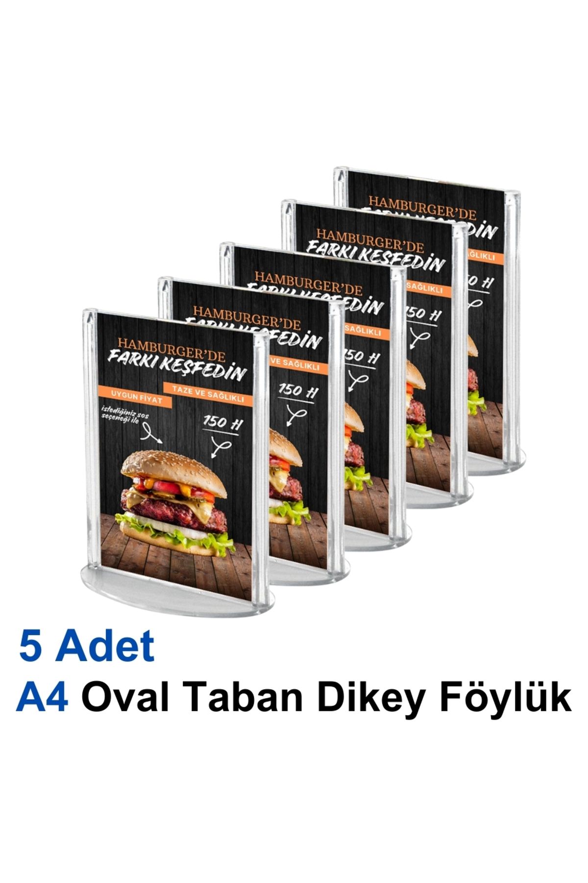 Karlobi A4 Oval Taban Dikey Föylük - 5 Adet | Upright Föylük | - | Masaüstü Menü |