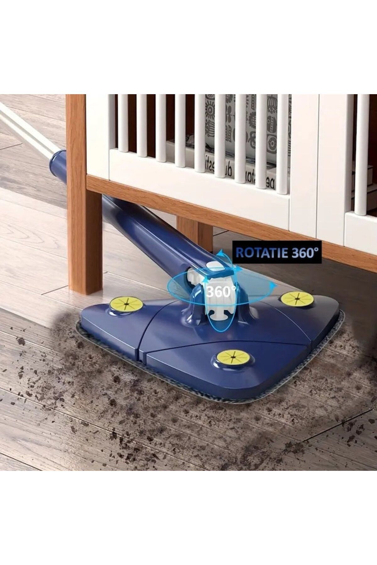 NEXTLY-Multifunctional Mop For Dry And Wet Surfaces, 360 Rotating Triangular Head, Handle 8