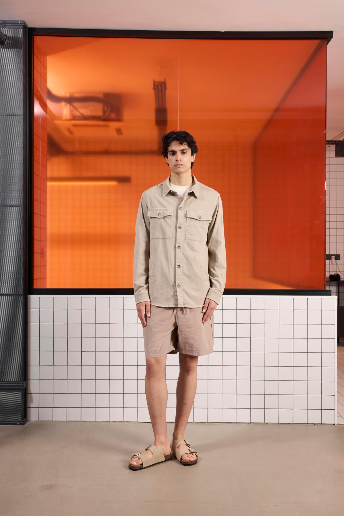 GMG FIRENZE Regular Fit Moleskin Kumaş Erkek Dış Gömlek