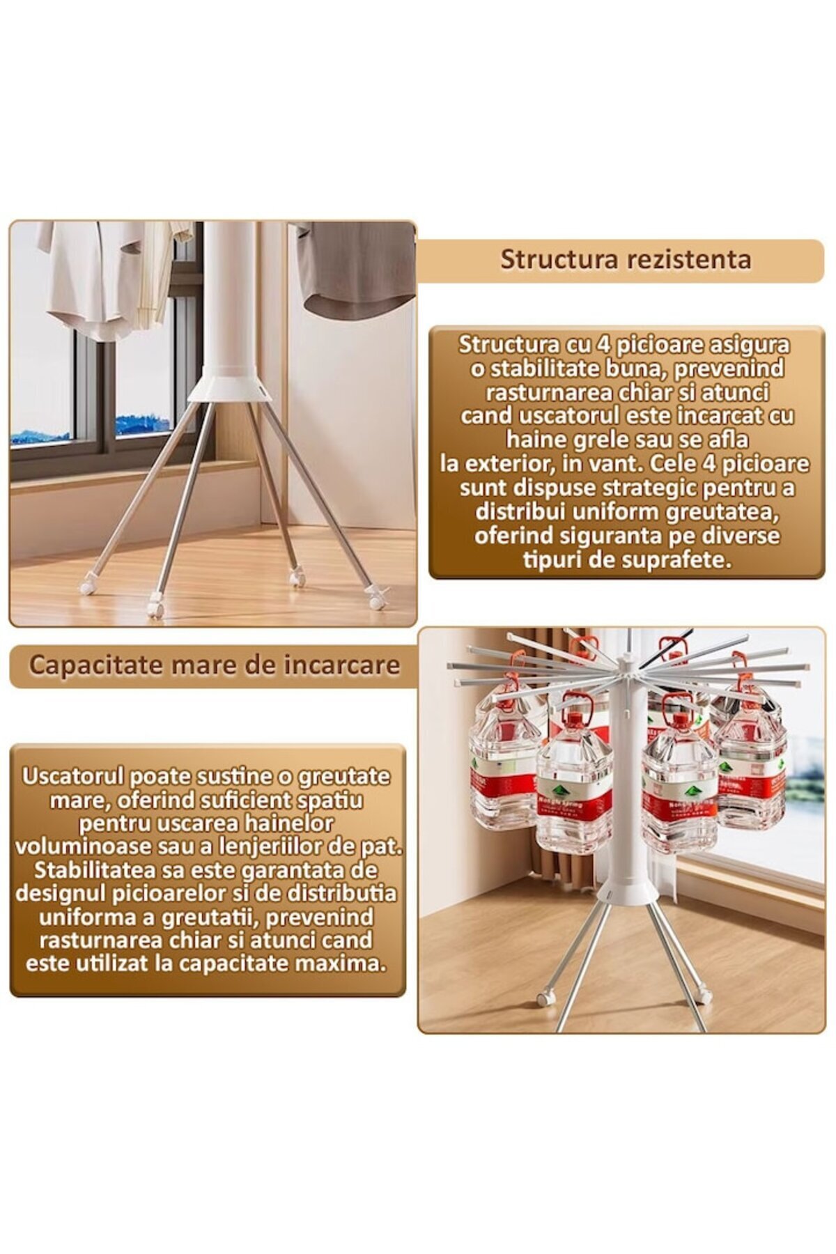 NEXTLY-Uscator De Rufe Tip Umbrela , Compartimentat Pe 2 Niveluri, Design Compact, Ergonomic 5