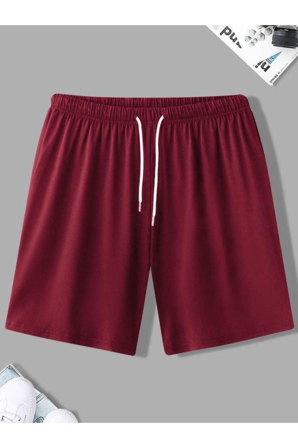 UYN SPORT Bordo Bermuda Kısa Şort Rahat Kesim