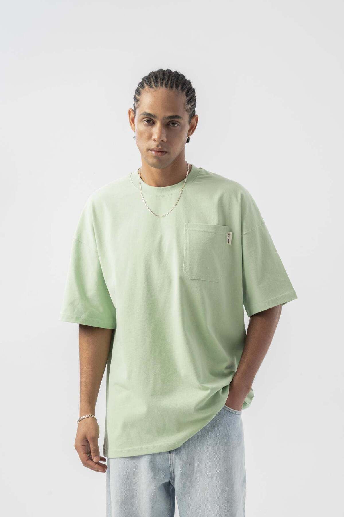 jaceyjace Cepli Basic Sprey Oversize T-shirt - Çağla