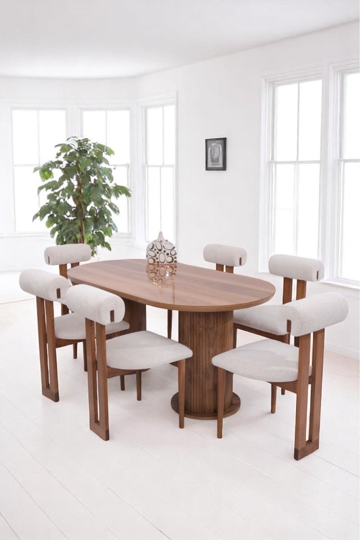Erezogulları Mobilya Bohem Rixos Lak Panel Yemek Masa 6 Adet Sandalye Takımı 90x170cm