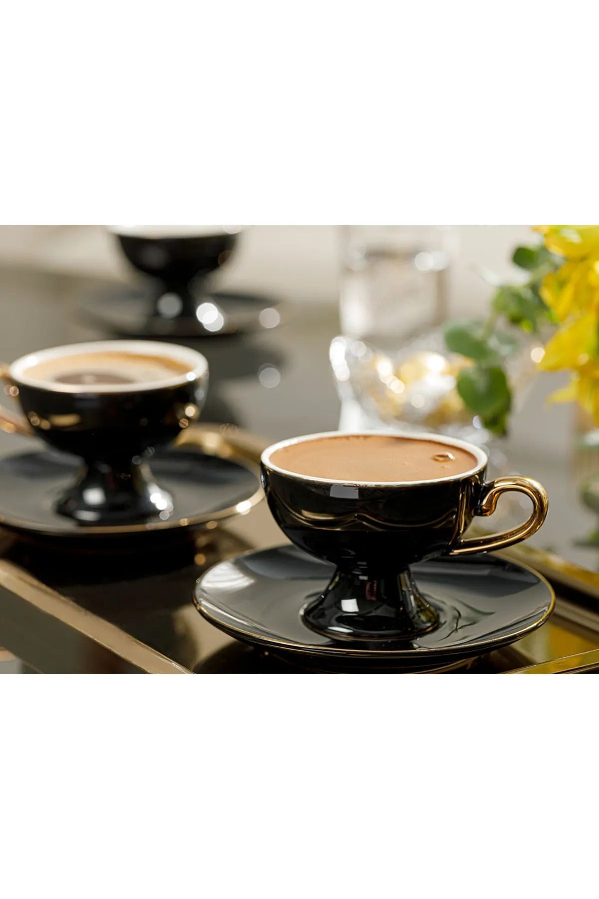 English Home Suza Porselen 2 Kişilik Kahve Fincan Takımı 80 Ml Siyah