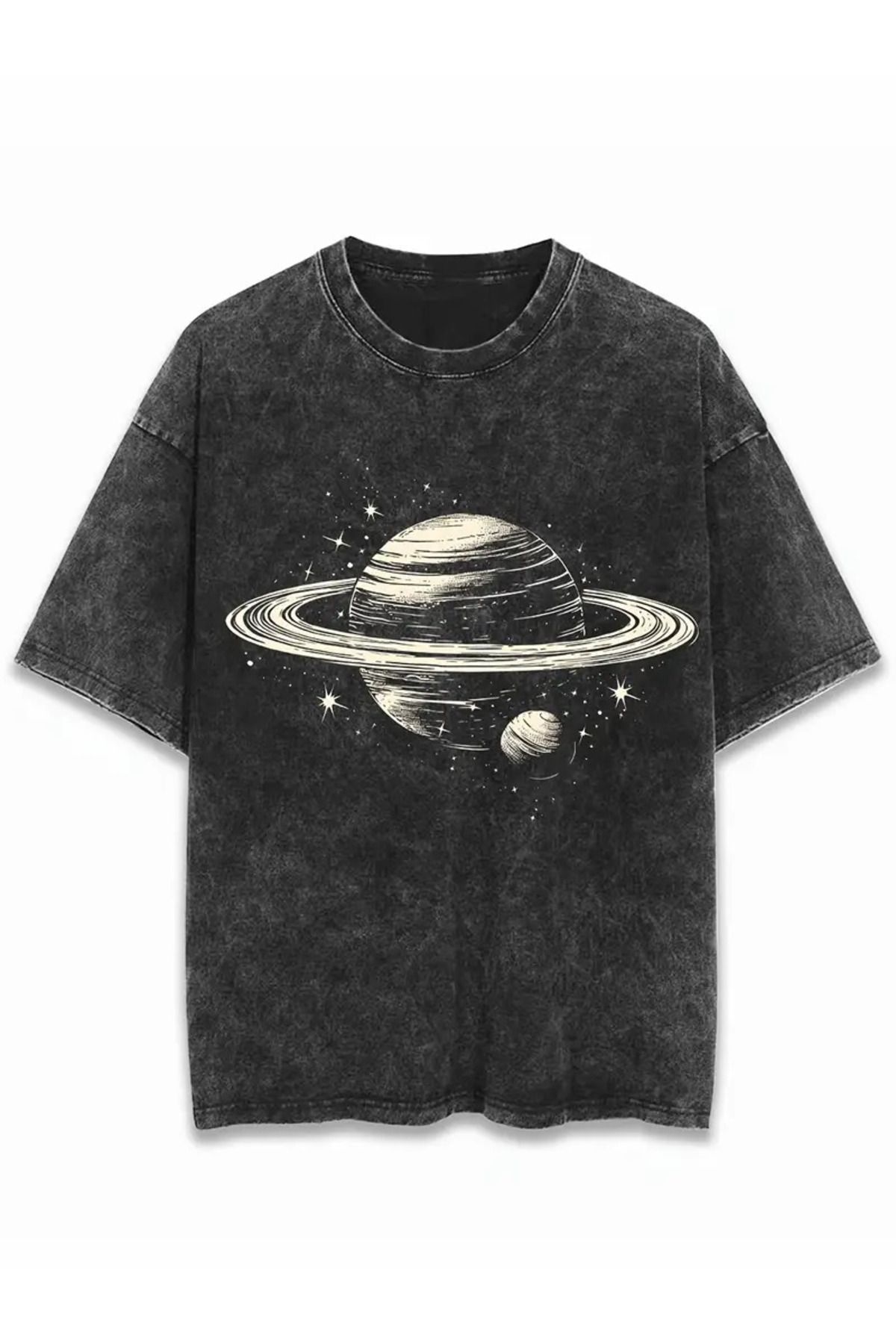 aynewmoda Saturn Unisex Büyük Boy Yuvarlak Yaka Tişört