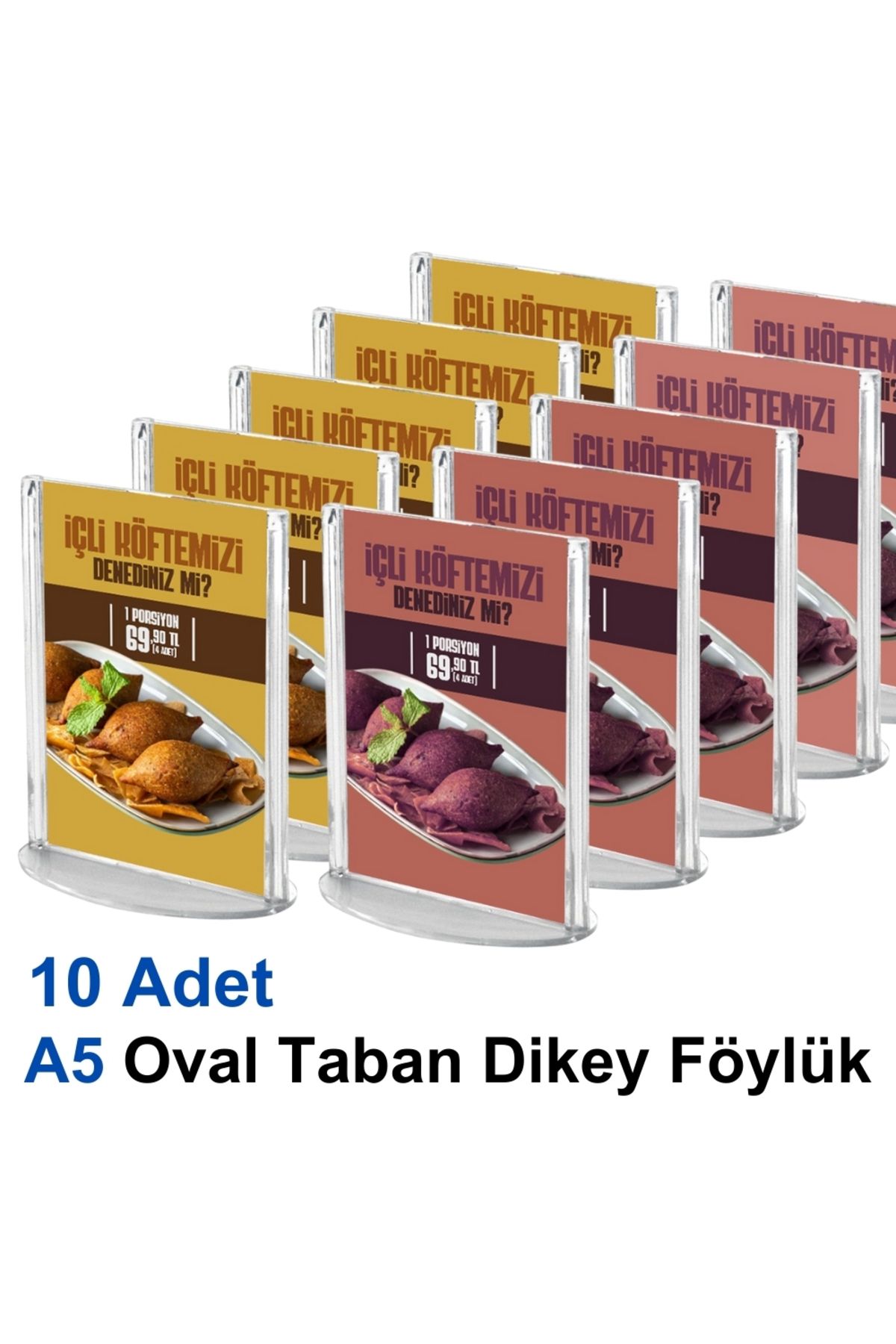 Karlobi A5 Oval Taban Dikey Föylük - 10 Adet | Upright Föylük | - | Masaüstü Menü |