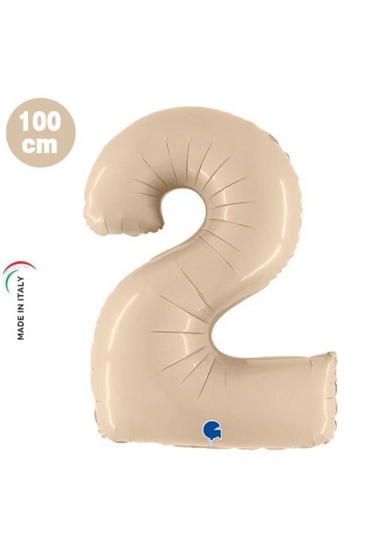 Grabo Balloons 2 Rakam Folyo Balon Krem Satin 40Inc 100cm