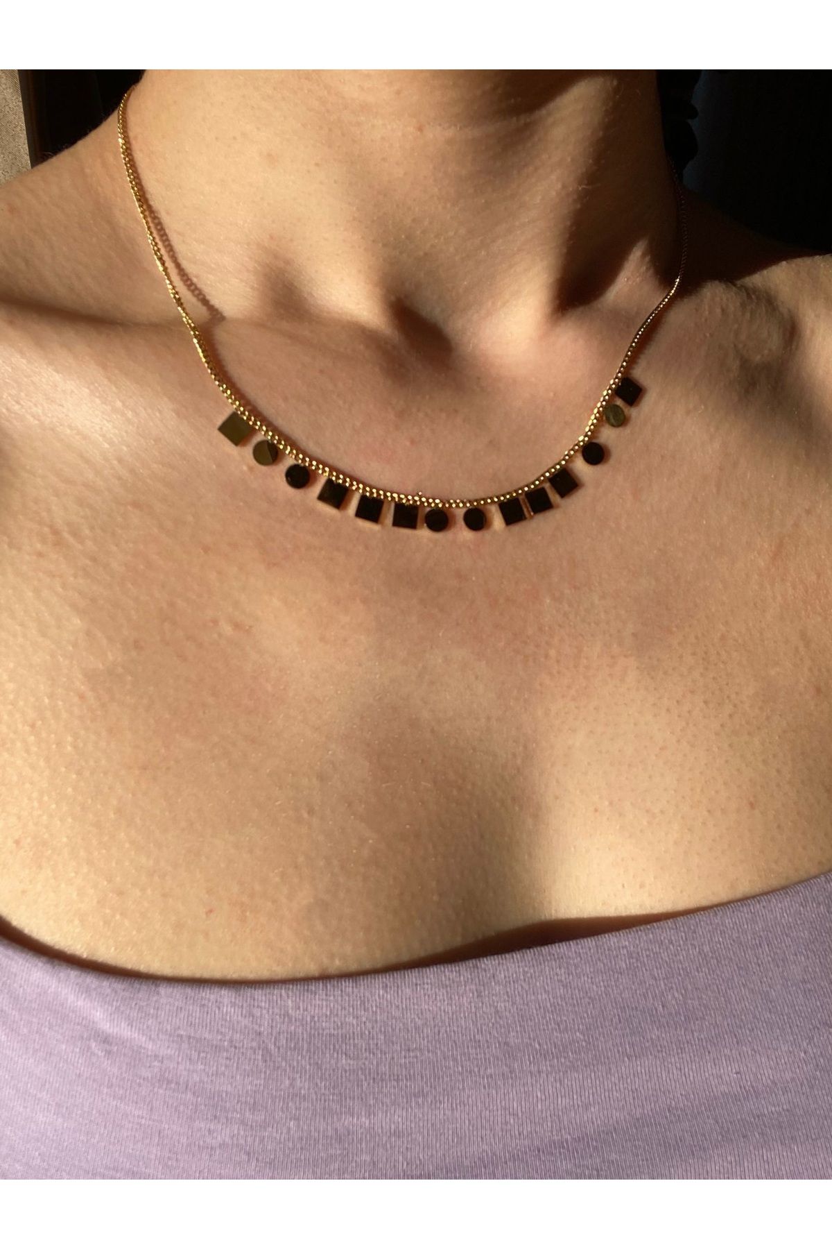 B&E SHİNE JEWERLY Kararmaz Çelik Geometrik Kolye