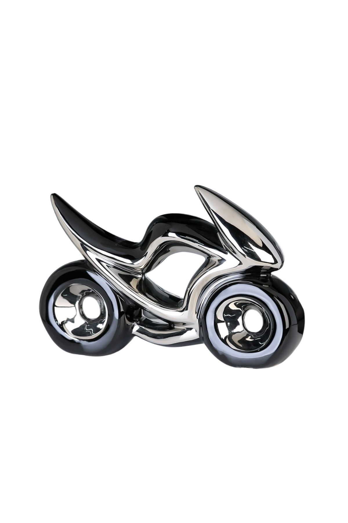 Gilde Gılde Dekoratif Obje Motosiklet Seramik Siyah/Gümüş Renkli G.23 Cm Y.16 Cm