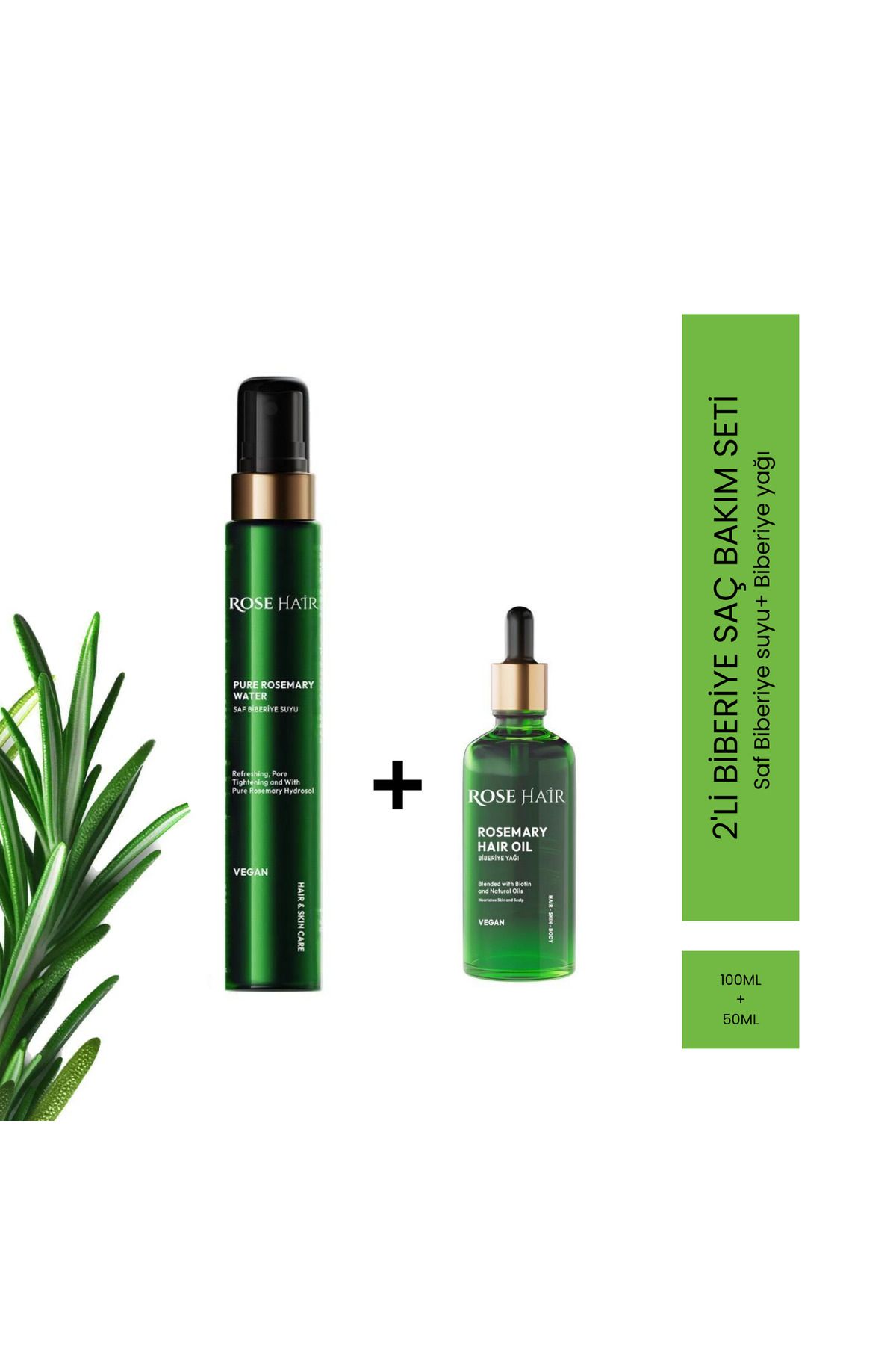 ROSE HAİR 2'Lİ Saç ve cilt bakım seti 100ML + 50 ML