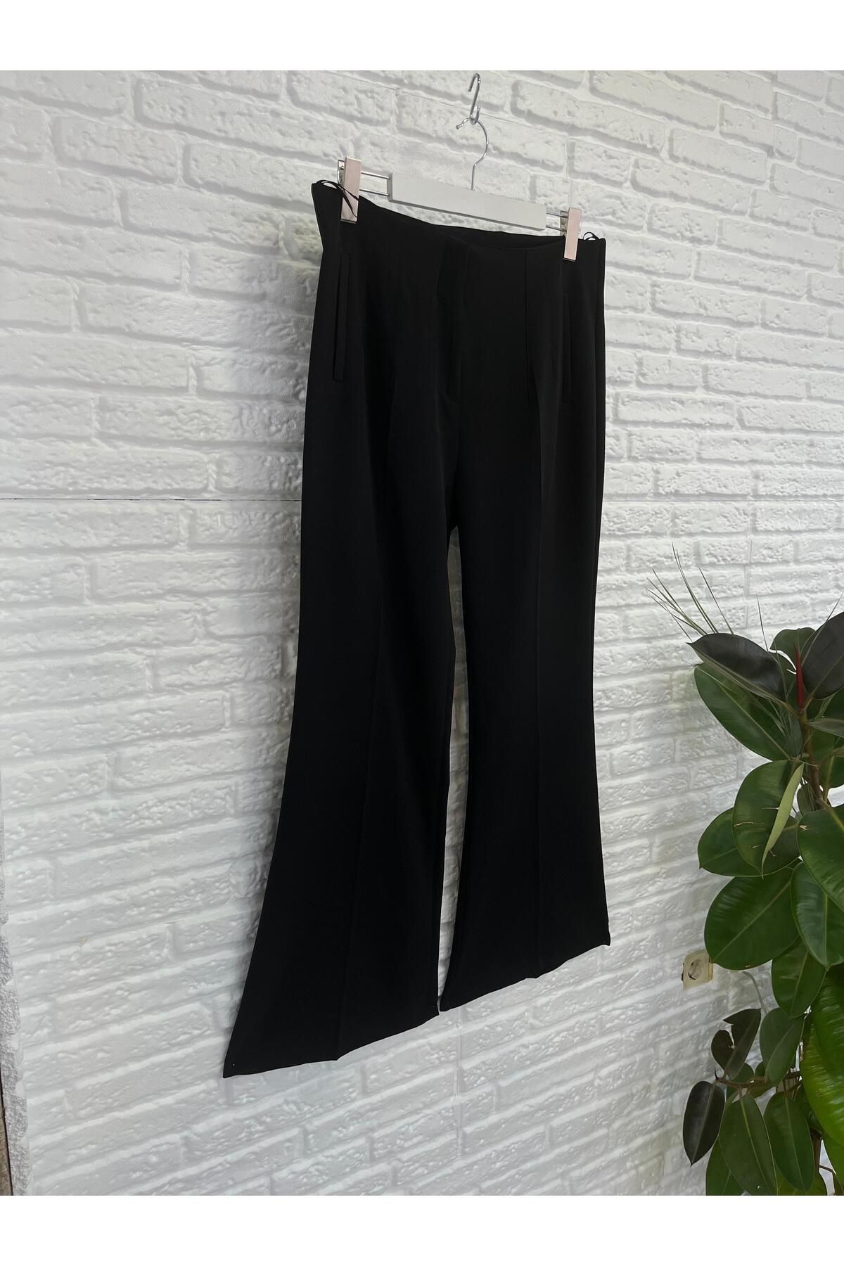 Butik Eylül ,Büyük Beden İspanyol Paça Yüksek Bel Kumaş Pantolon