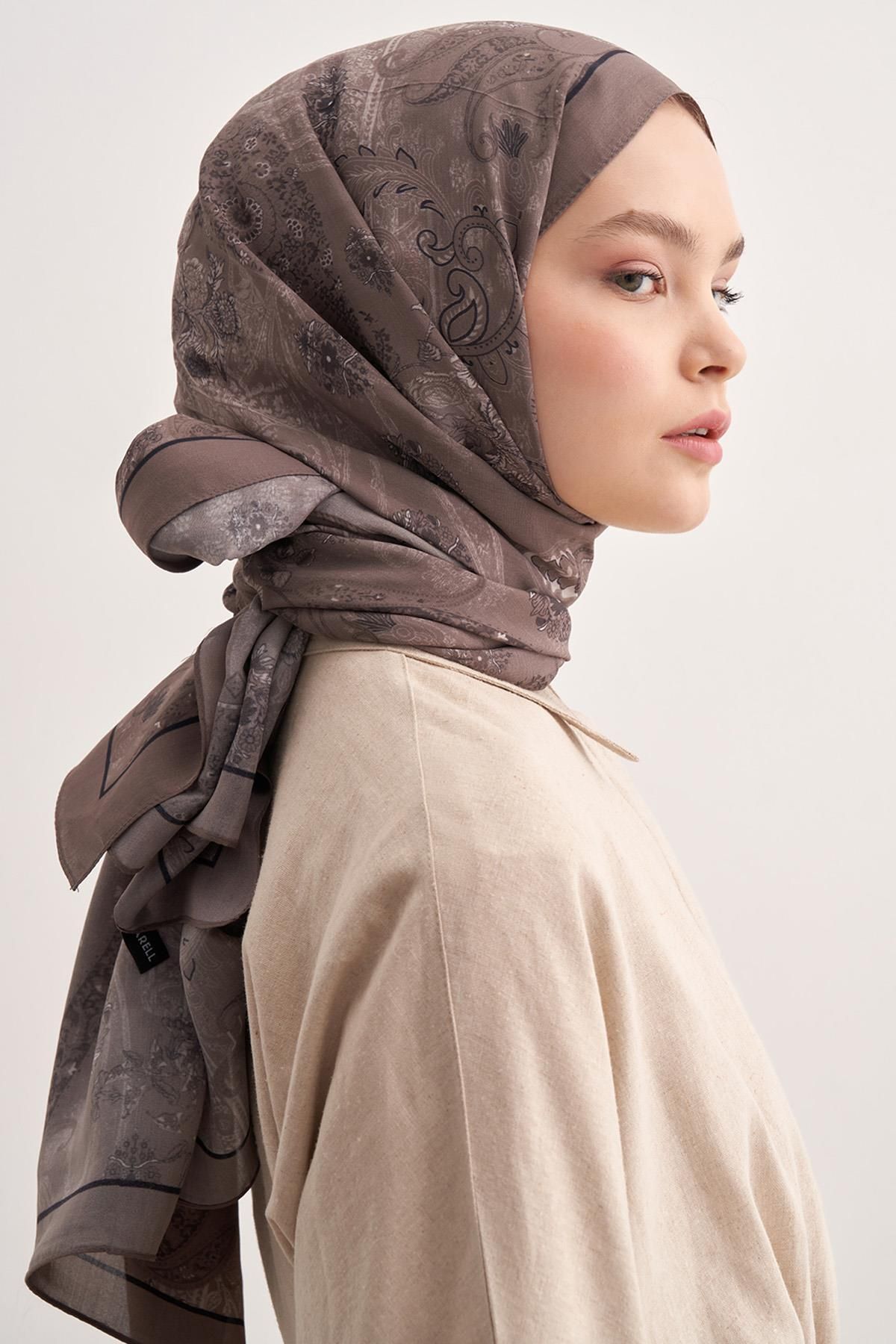 carell Floral Vizon Vela Floş Şal