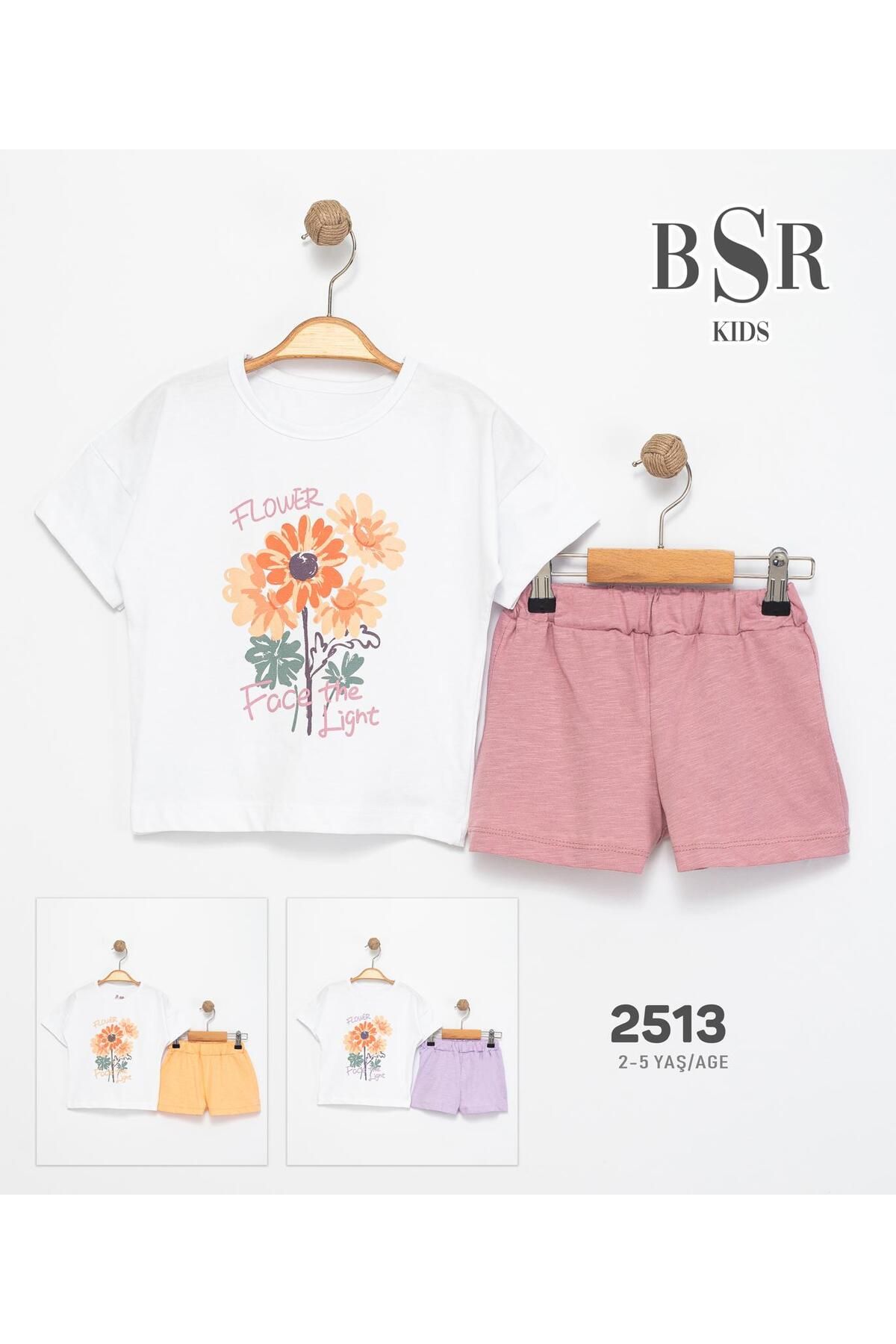 MODA Çiçekli T-shirt Şortlu Çocuk Takımı