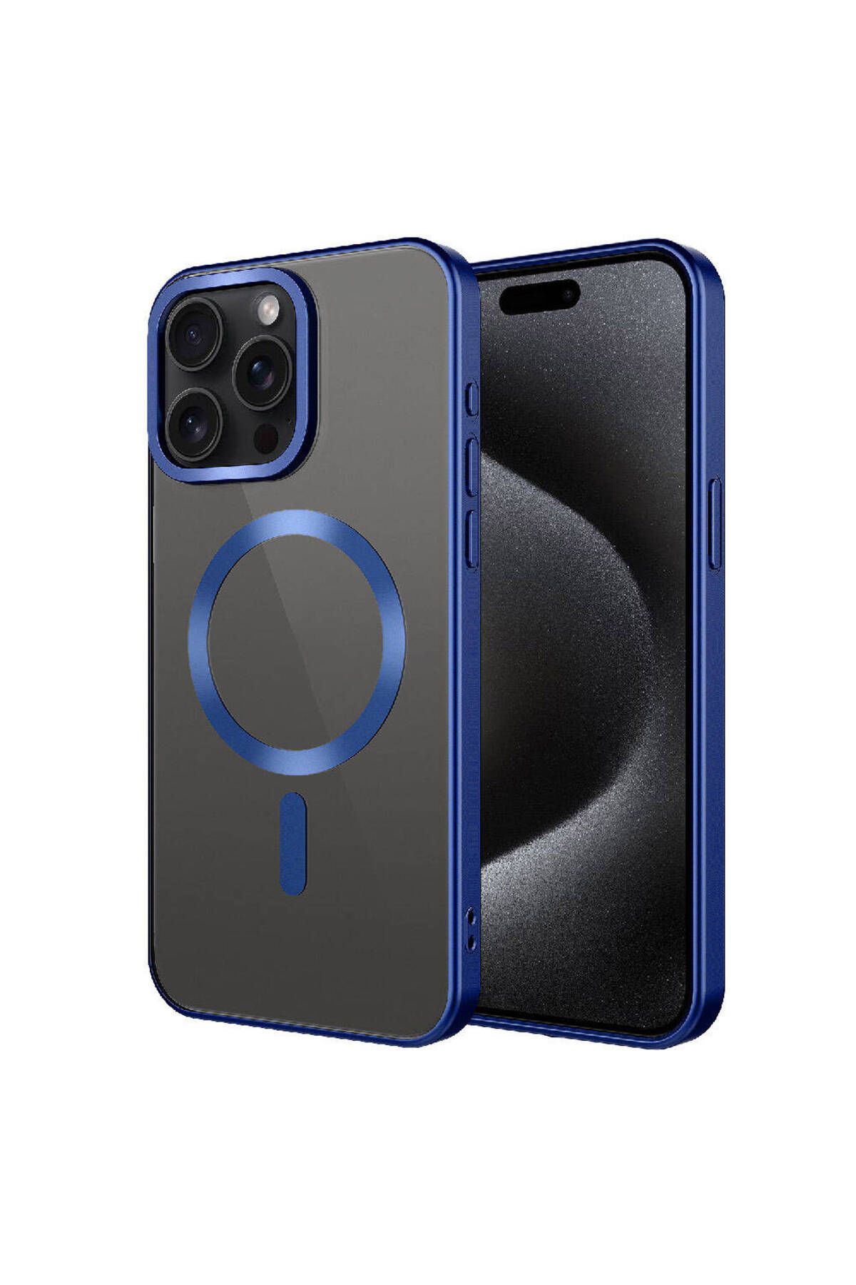 halkhouse İphone 15 Pro Max Kılıf Mat Tasarımlı Magsafe Wireless Şarj Özellikli Renkli İnce Silikon Mat Setro