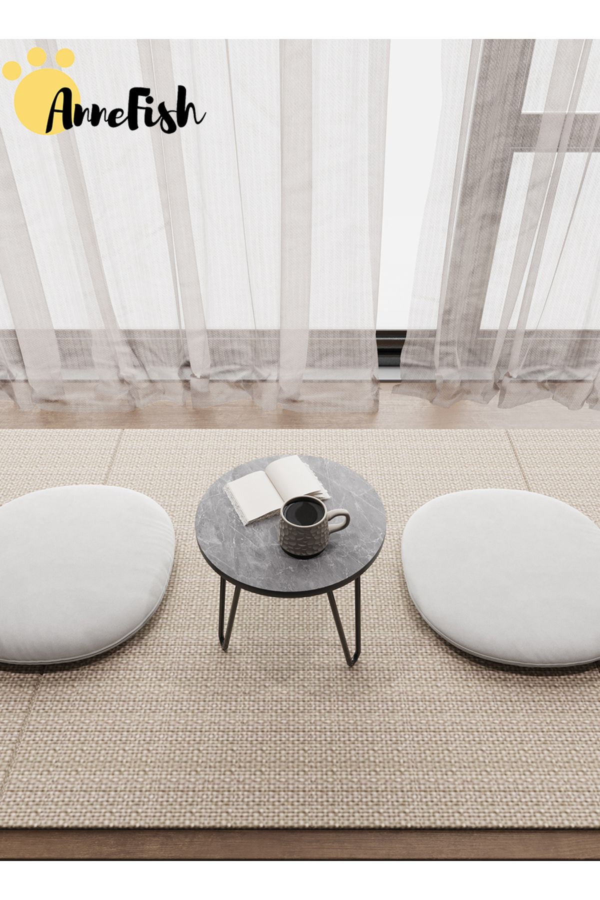 AnneFish-5pcs Floor Coffee Table Set Low Round Home Nesting Friends Gathering Table Set Of 5 Side Table 6