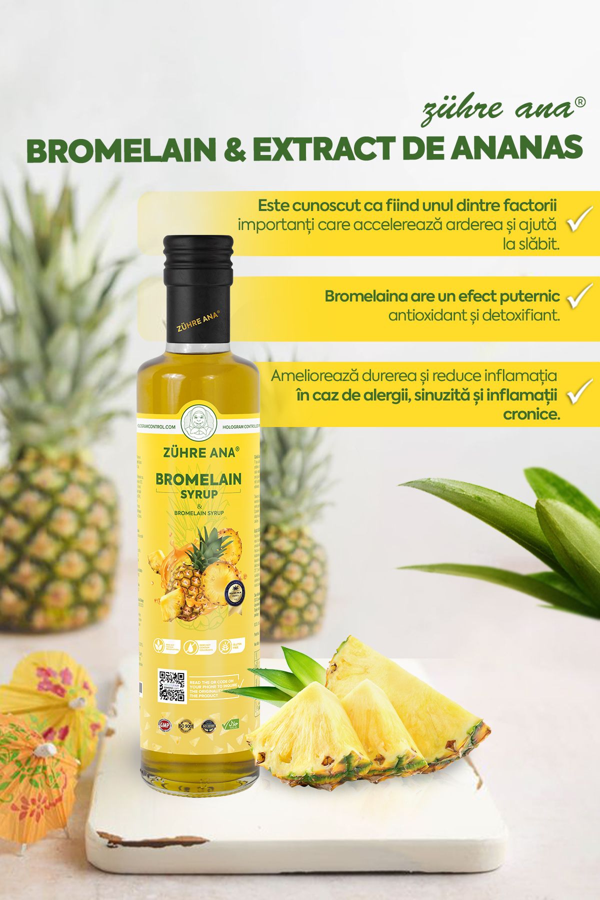 Zühre Ana-Natural Syrup With Bromelain 250ml – Reduces Inflammation, Supports Digestion and Eliminates Edema 3