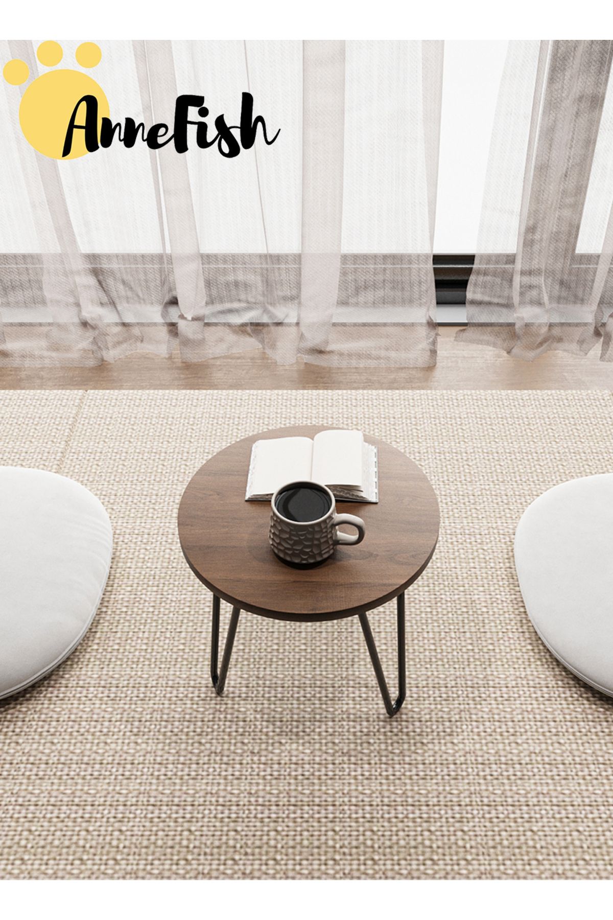 AnneFish-5pcs Floor Coffee Table Set Low Round Home Nesting Friends Gathering Table Set Of 5 Side Table 7