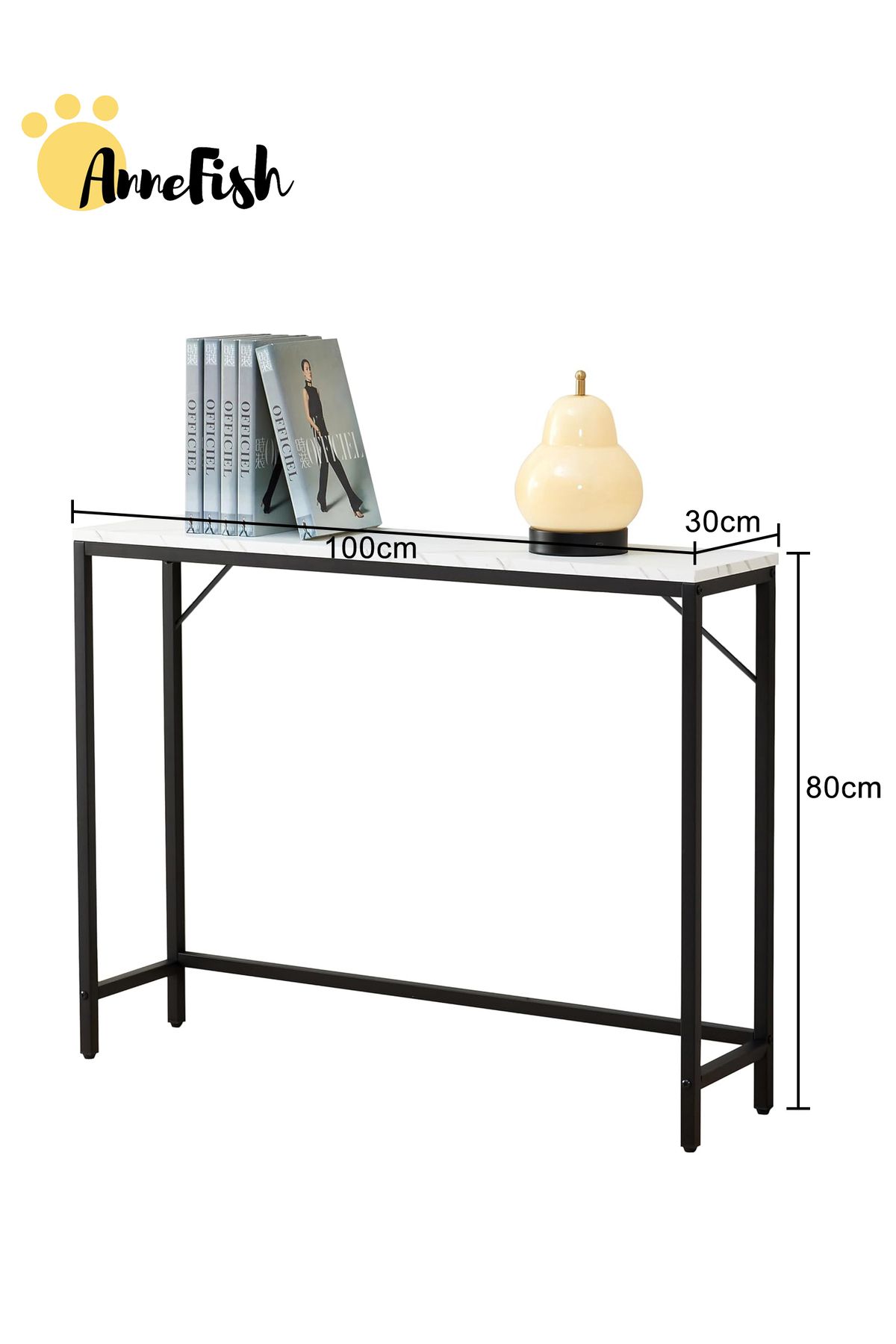 AnneFish-Console Table Faux Marble Entryway Sofa Table Marble Entrance Table Kitchen Bar Display Table 8