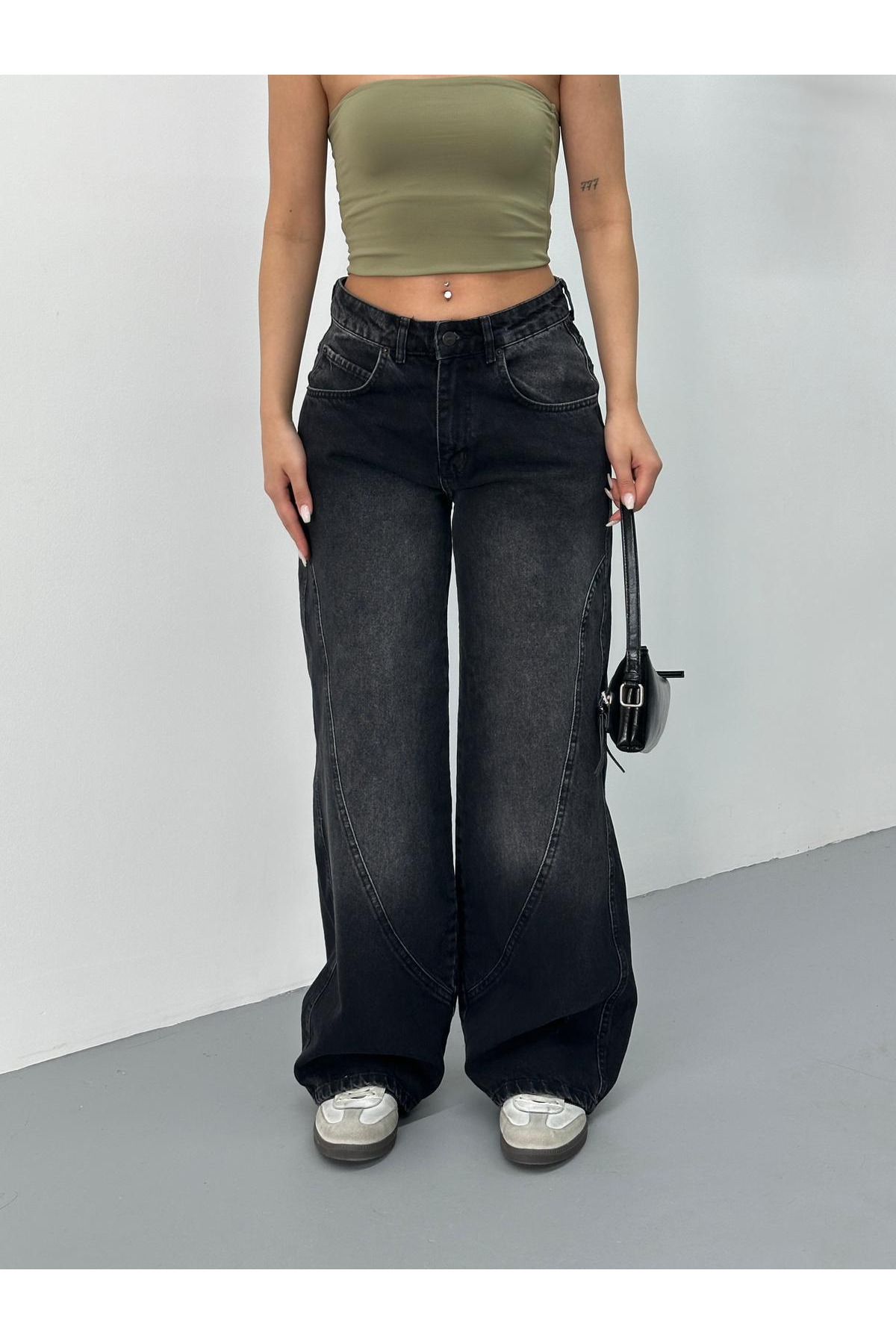 Gofeel Siyah Eskitme Recy Baggy Jean