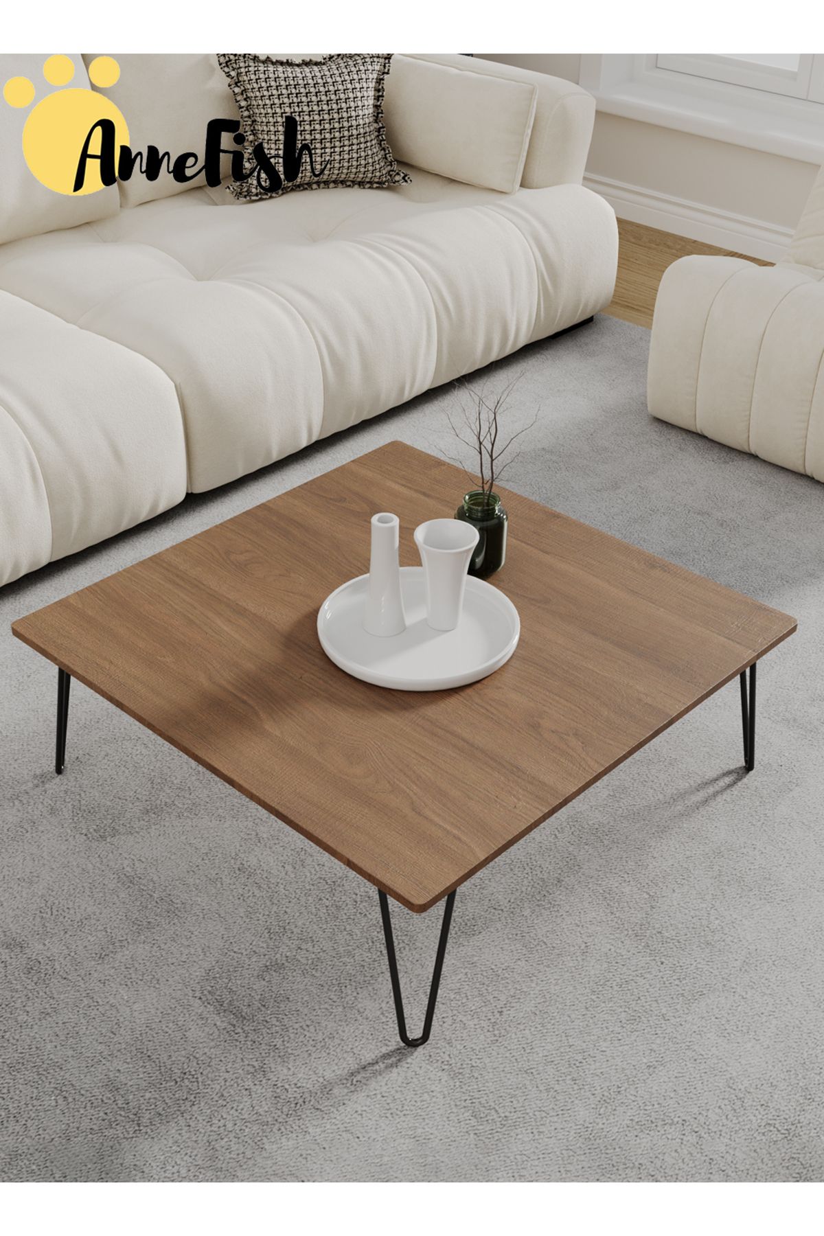 AnneFish-5pcs Floor Coffee Table Set Low Square Home Nesting Friends Gathering Table Set Of 5 Side Table 6