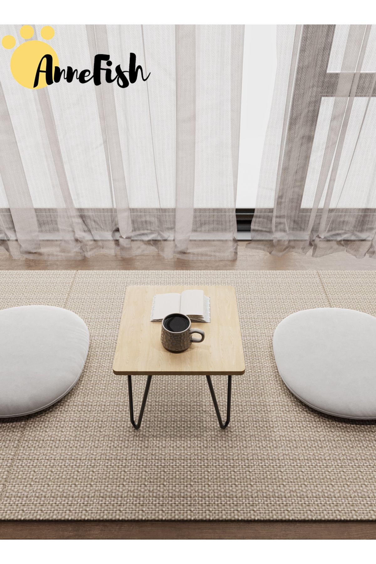 AnneFish-5pcs Floor Coffee Table Set Low Square Home Nesting Friends Gathering Table Set Of 5 Side Table 5
