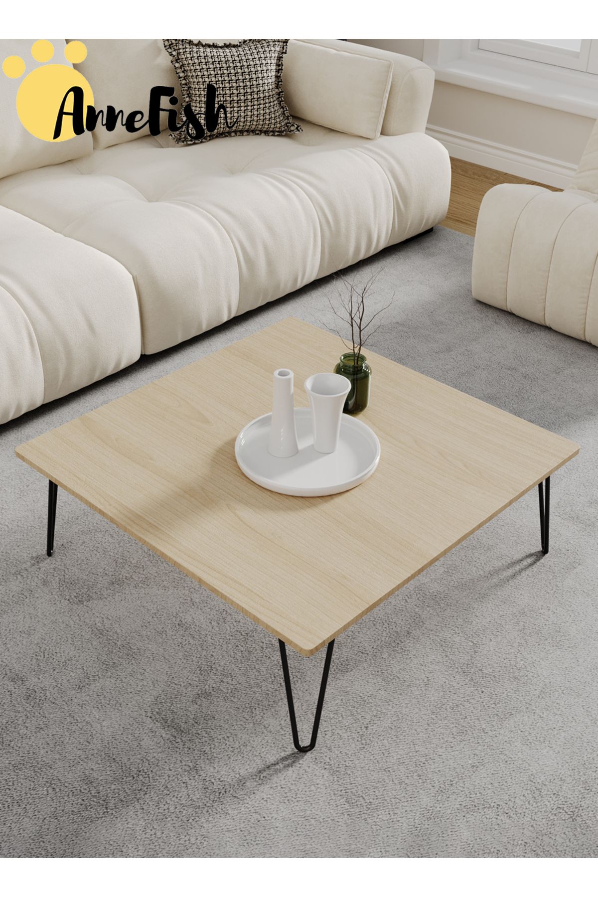 AnneFish-5pcs Floor Coffee Table Set Low Square Home Nesting Friends Gathering Table Set Of 5 Side Table 6