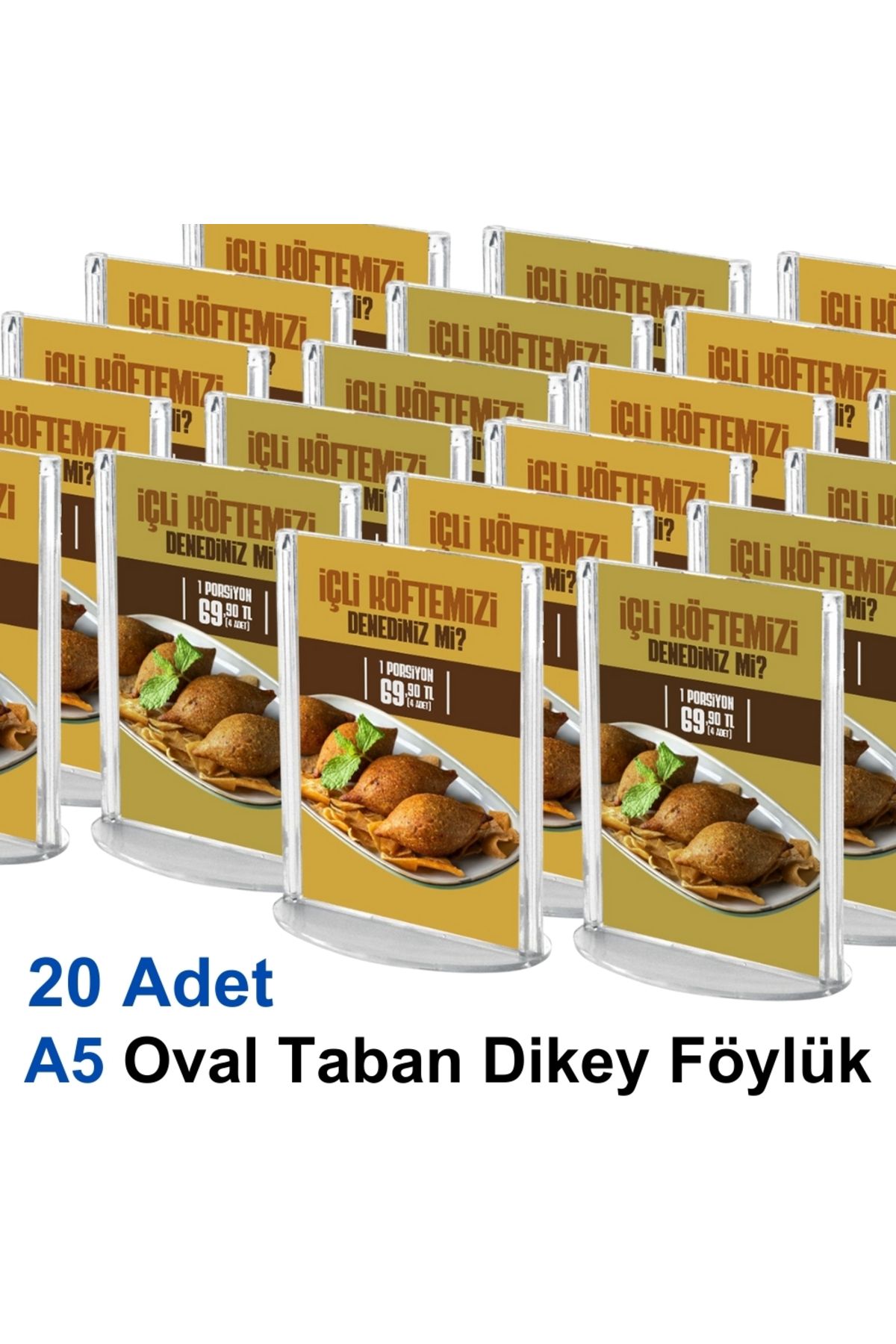 Karlobi A5 Oval Taban Dikey Föylük - 20 Adet | Upright Föylük | - | Masaüstü Menü |