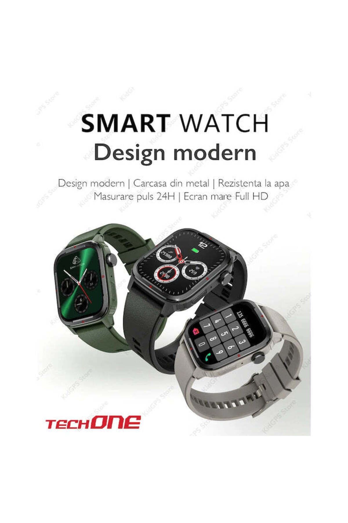 Techone-Ceas inteligent bărbătesc Q25 GT Runner, argintiu 2