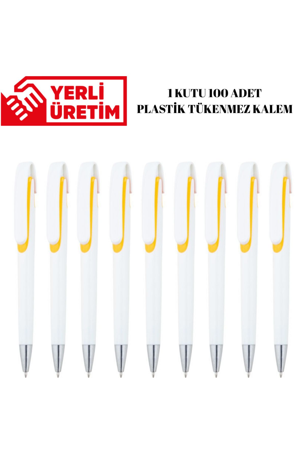 KALE PROMOSYON Plastik Tükenmez Kalem 100 Adet Basmalı Tükenmez Kalem Okul Iş Ofis Tükenmez Kalem