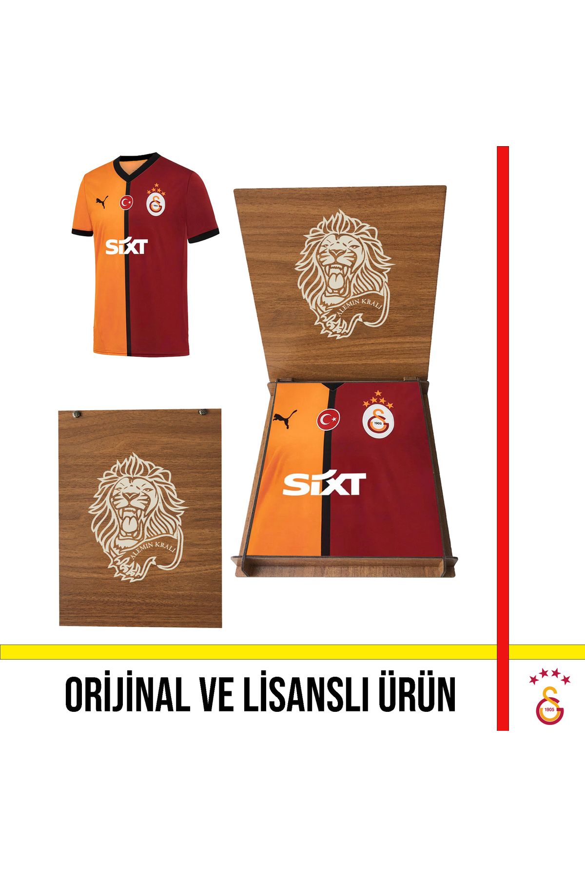 Galatasaray Lisanslı 2024-2025 İç Saha Taraftar Forması Aslan Ahşap Kutulu