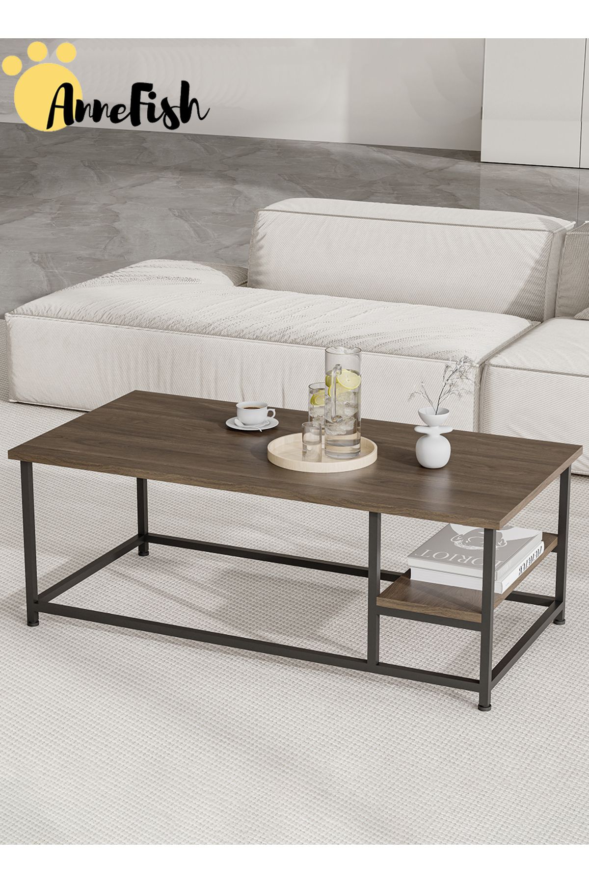 AnneFish-Double Layer Coffee Table Simple European Style Double Layer Home Sofa Center Table For Living Room 1
