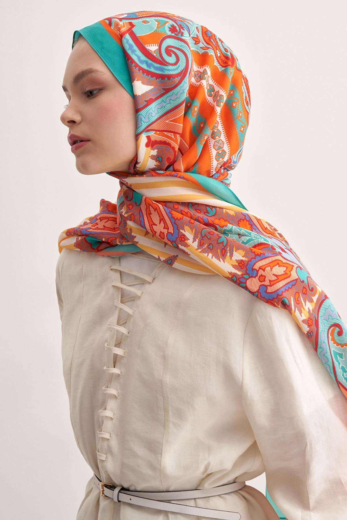 carell Bloomline Nil Yeşili Vela Floş Şal