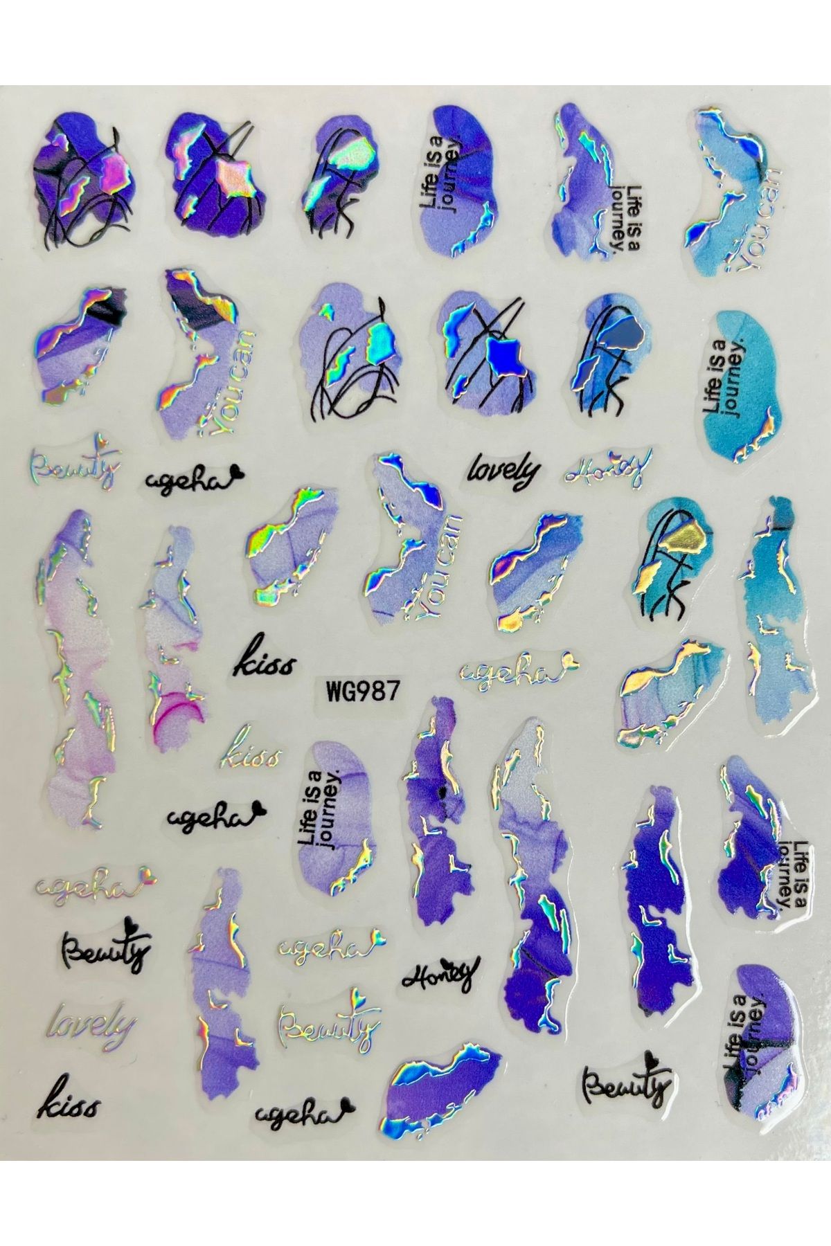 zeinapp Kendinden Yapışkanlı 3D Mermer Soyut Figürlü Hologram Tırnak Sticker Nail Sticker