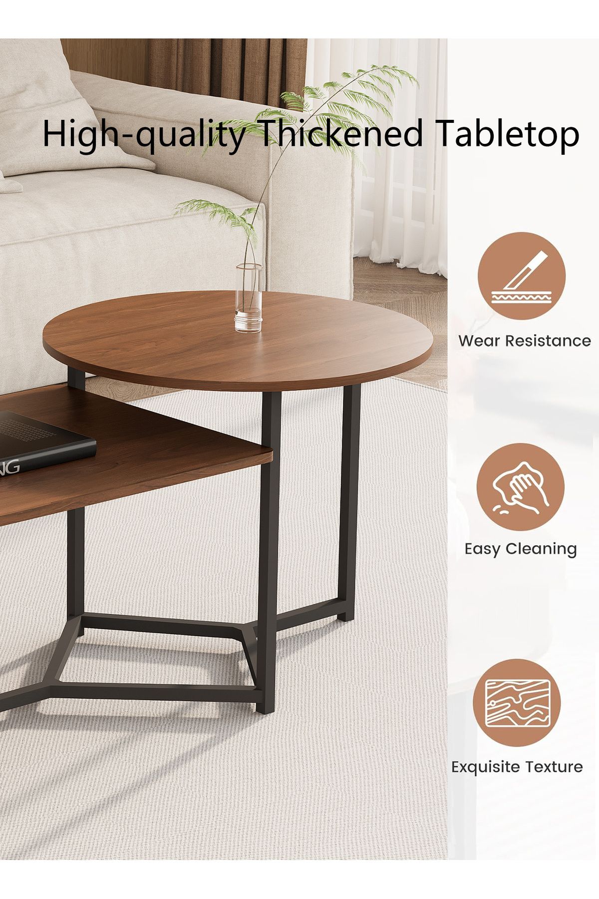 AnneFish-Double Layer Coffee Table Simple European Style Double Layer Home Sofa Center Table For Living Room 4
