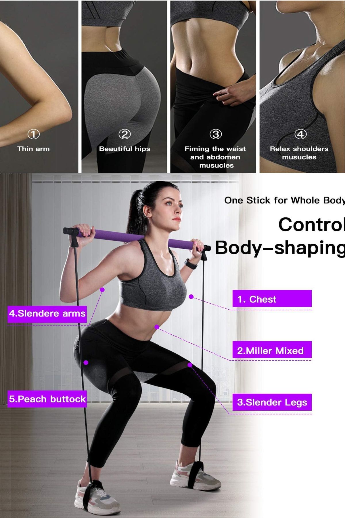 Plates Studio Aleti Çekme Lastikli Squat Barı Portable Pilates Direnç Lastiği