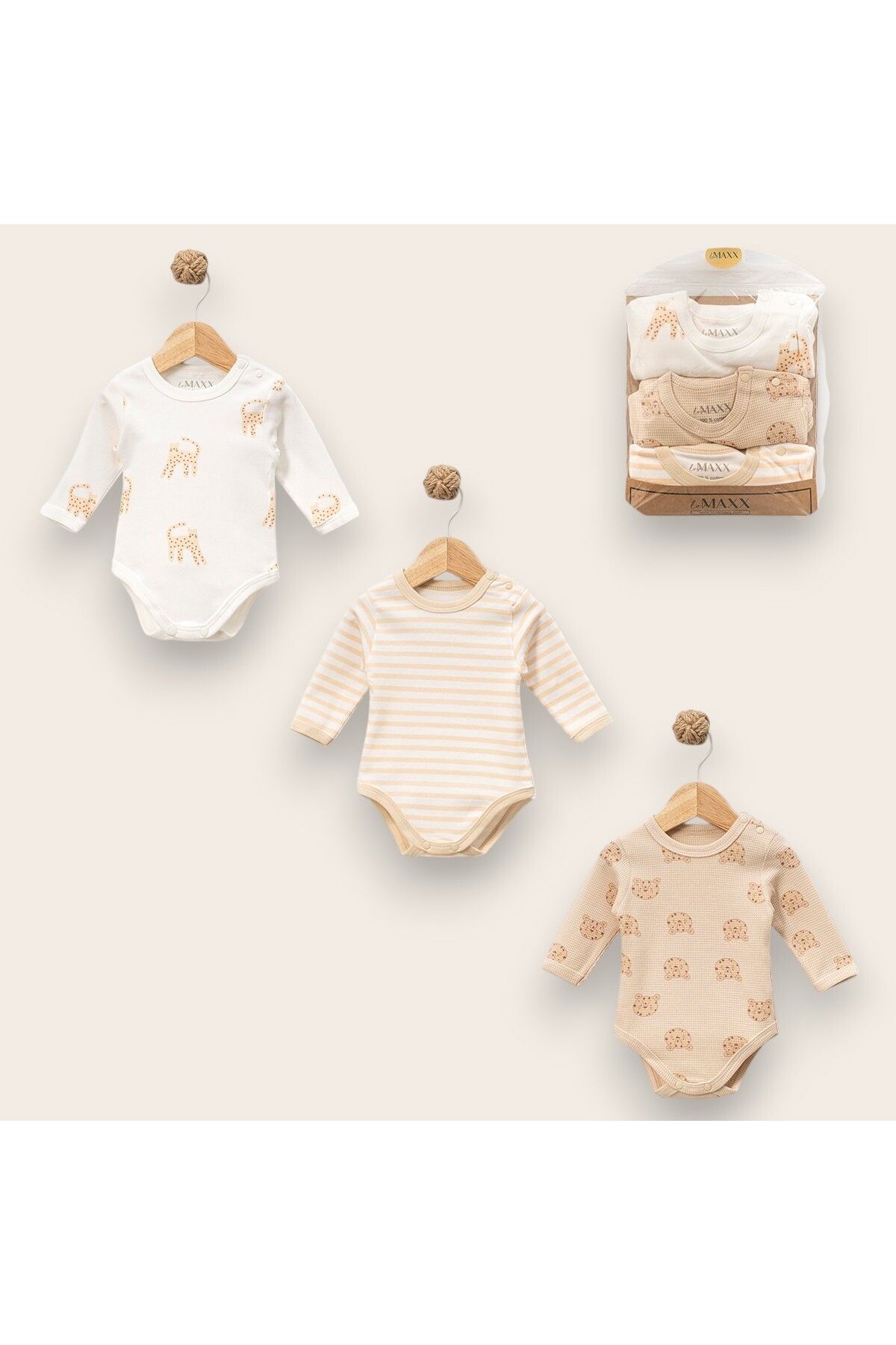 MINNOOSH BABY BEBEK ÇITÇITLI BODY UNİSEX %100 PAMUK 0-24 AY