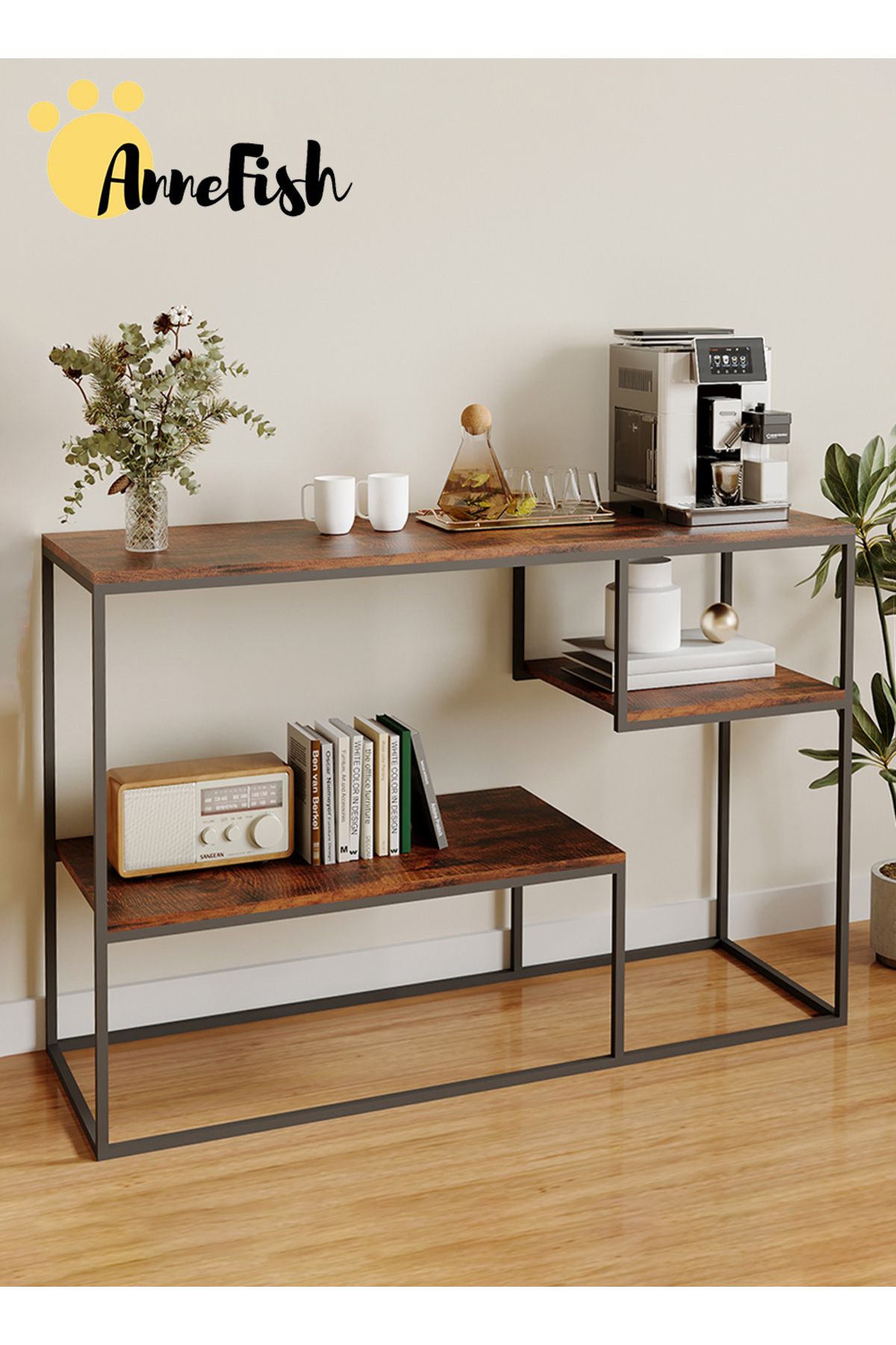 AnneFish-3Tier Console Table Sofa Table with Storage Shelf and Entryway Table Couch Hallway Entrance Living 3