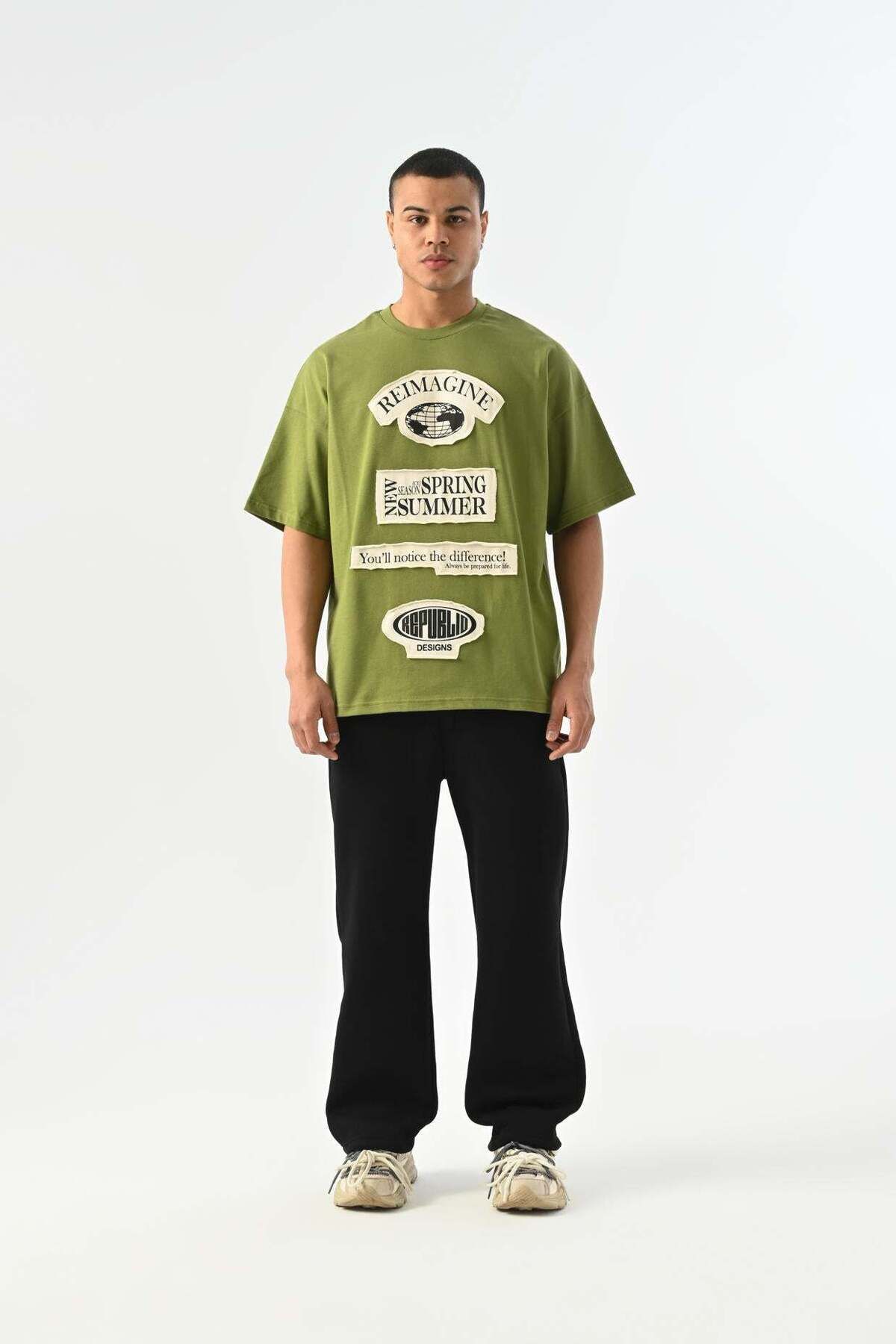 jaceyjace Reimagine Patch Detaylı Oversize T-shirt - Haki