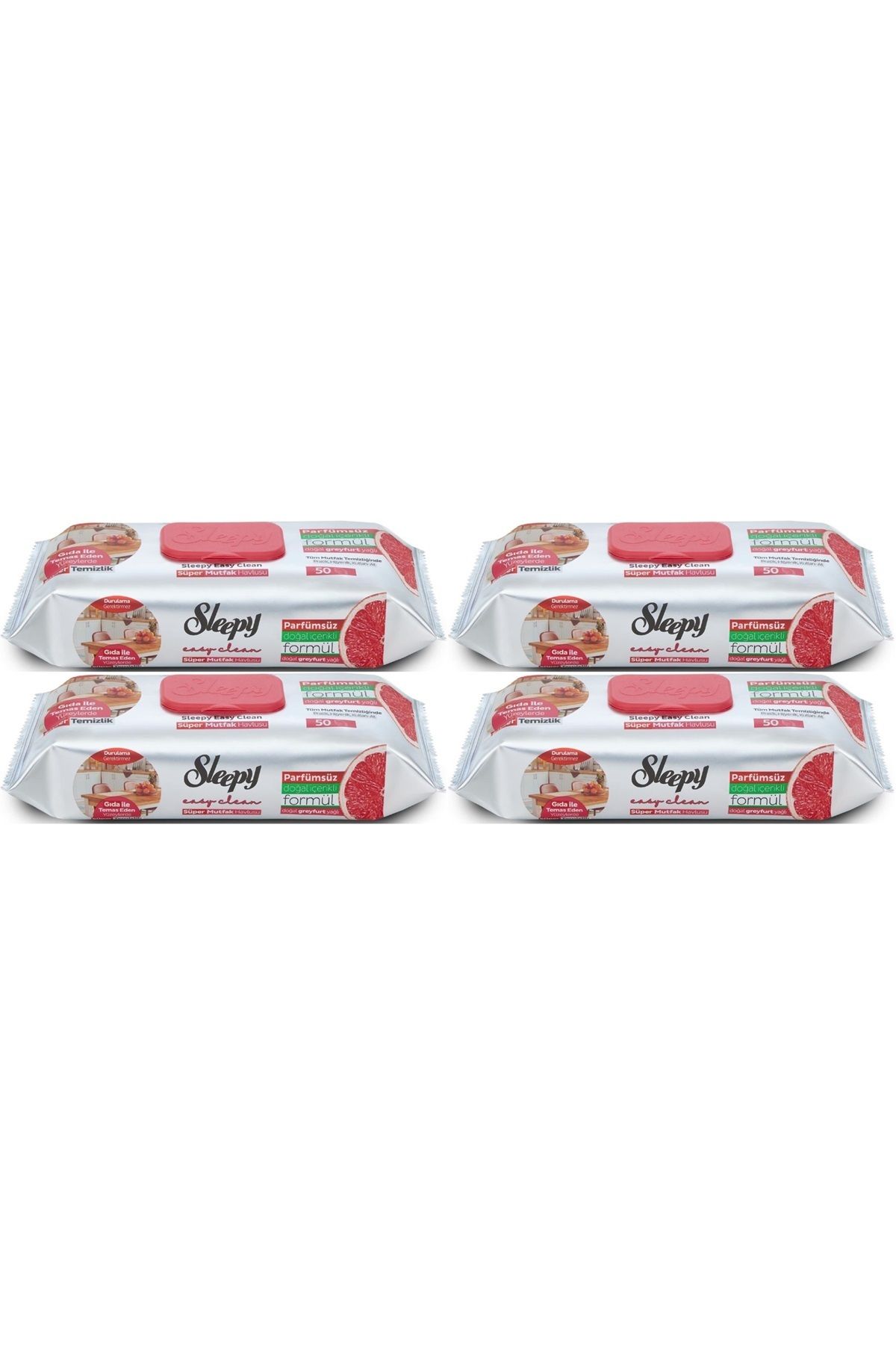 Sleepy Easy Clean Yüzey Temizlik Mutfak Havlusu-Mendili 50 Yaprak Greyfurt Yağlı (4Lü Set) 200 Yprk