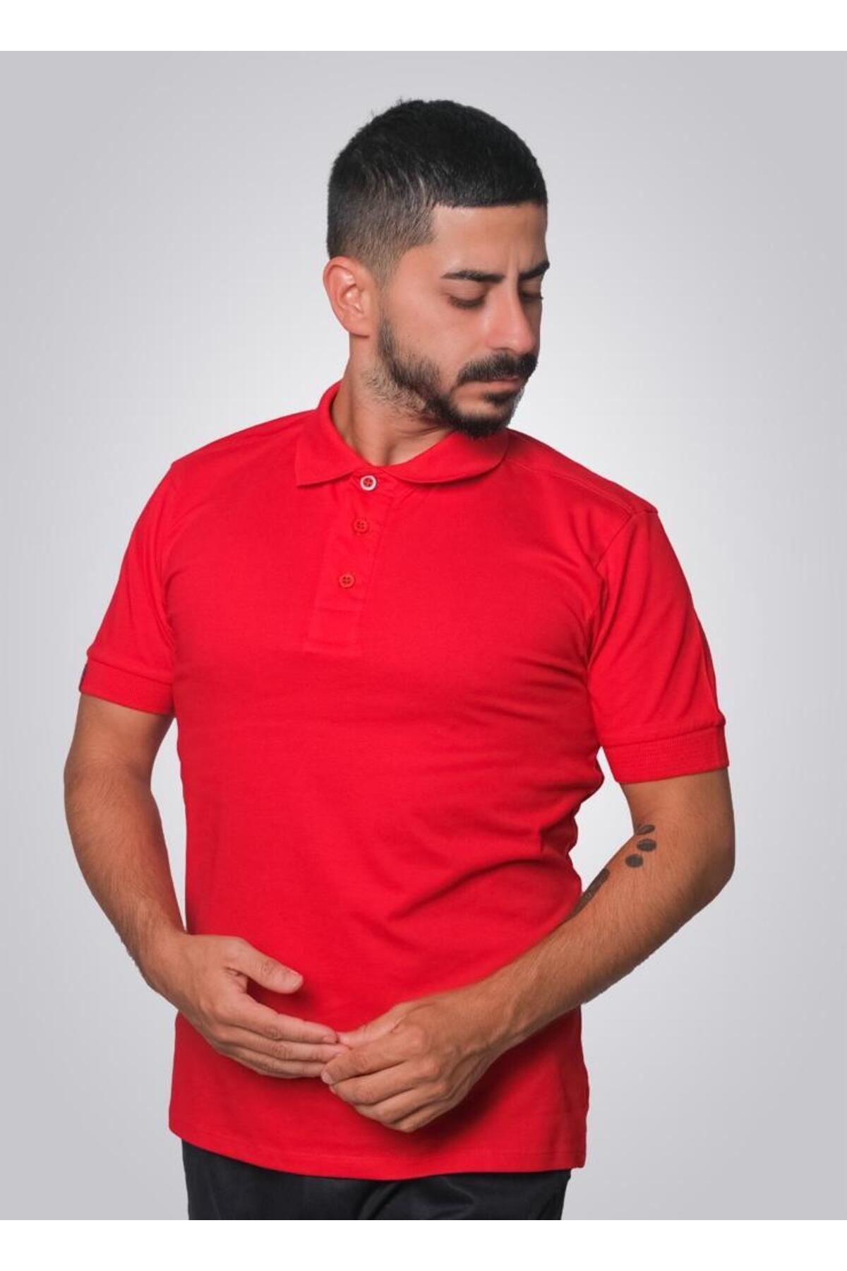 Okapi Drop Giyim Polo Yaka Pike T-Shirt Kırmızı