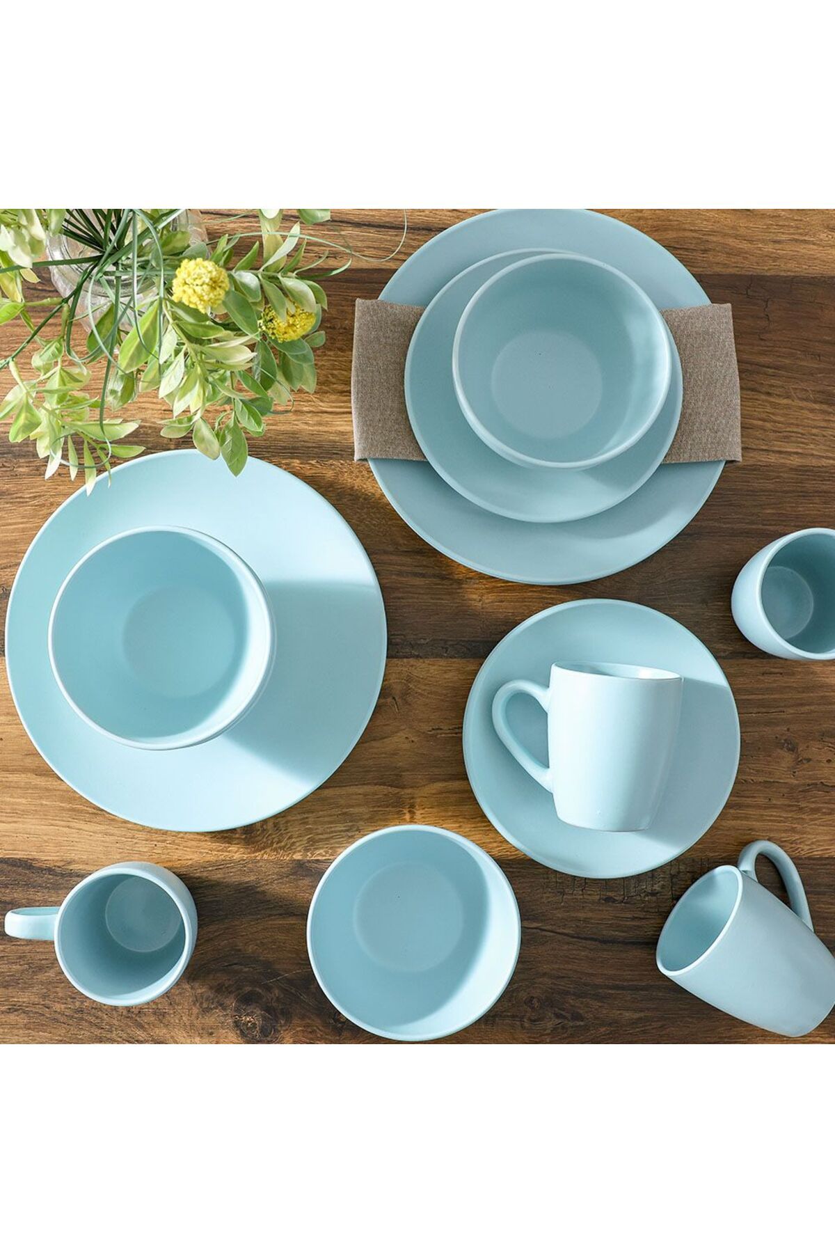 Danube Home-Apollo 16-Piece Color Glazed Stoneware Dinner Set -Serves 4 Turquoise 1