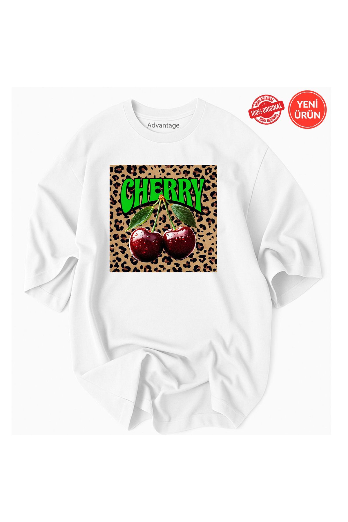 Advantage Cherry Leopar Desenli %100 Pamuklu Premium T-Shirt Shk108