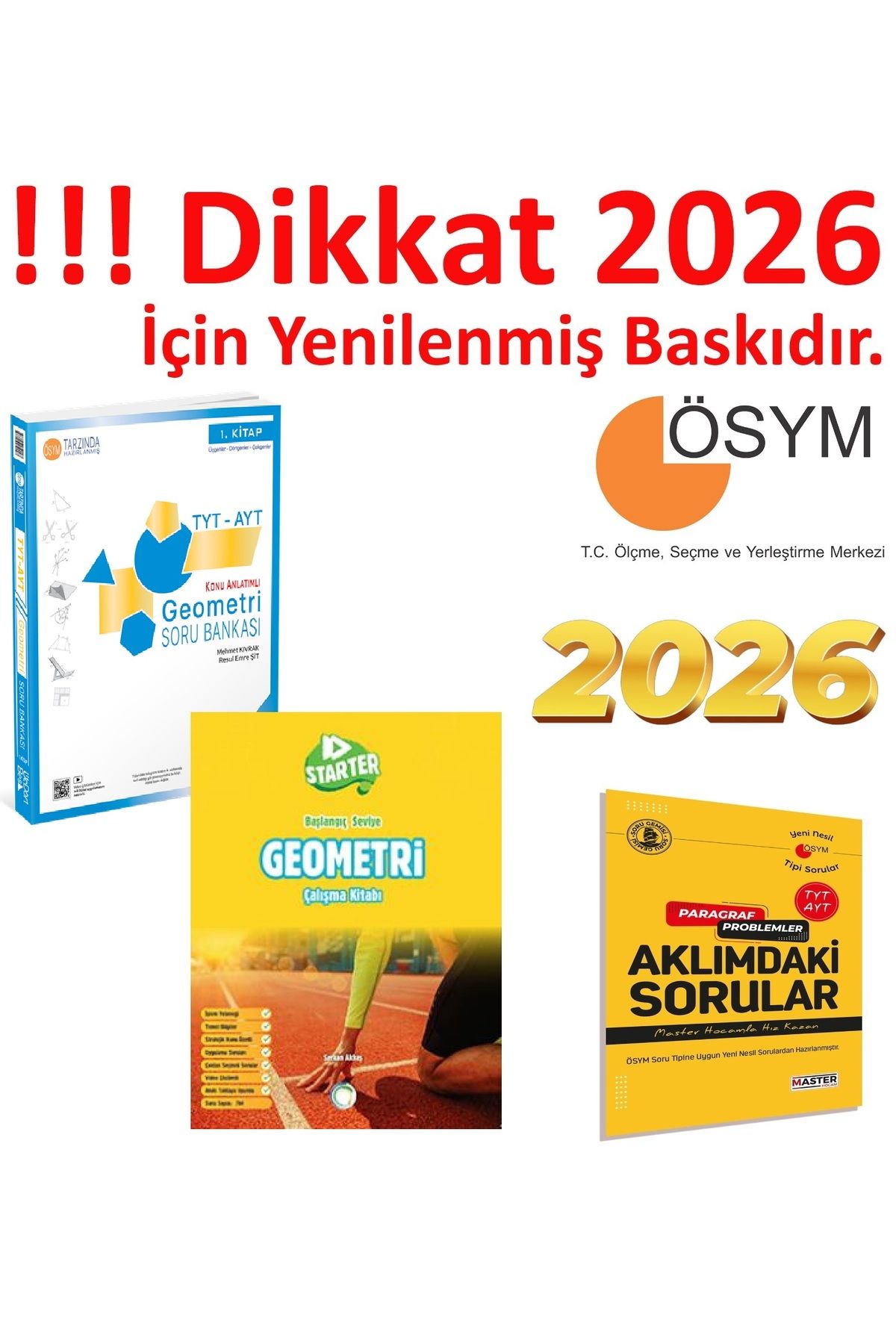 Üç Dört Beş Yayıncılık Üç Dört Beş TYT-AYT Geometri Soru Bankası & Okyanus Starter Geometri Çalışma Kitabı Güncel Baskı